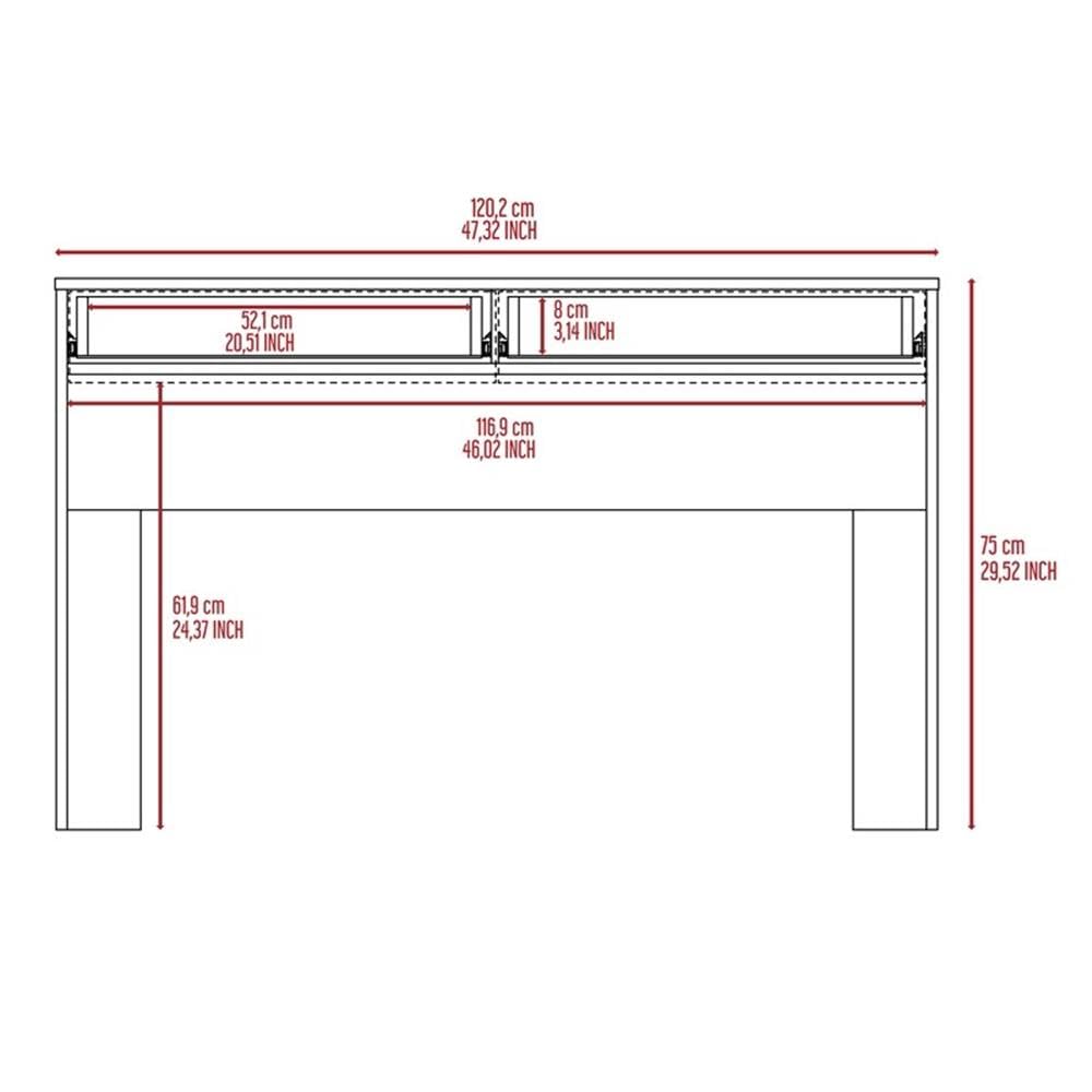 TUHOME Black Engineered Wood Computer Desk with 2 Drawers for Home Office