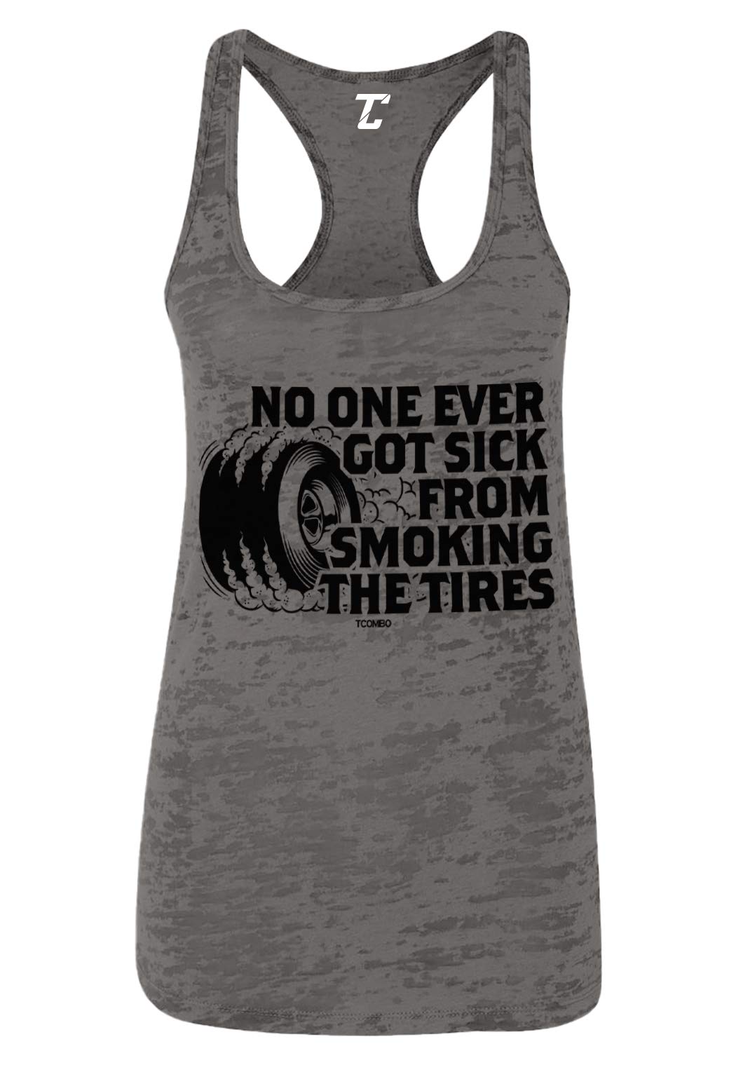 Smoke The Tires Women's Racerback Tank Top - Breathable Workout Shirt for Gym, Running & Yoga | Trendy Athletic Wear for Fitness Lovers
