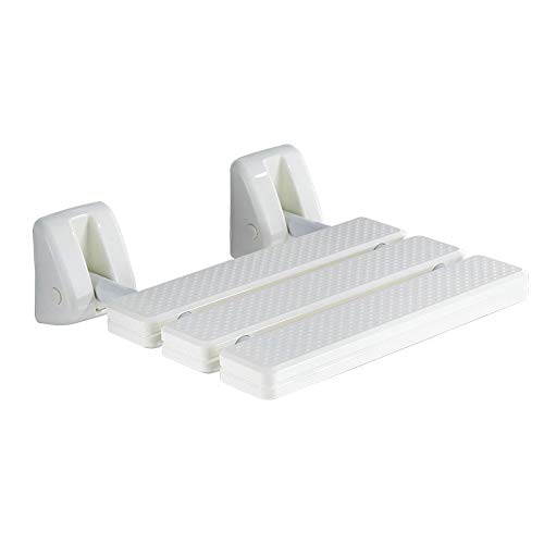 **Foldable Shower Seat for Elderly & Disabled - Non-Slip Bathroom Wall Stool with Drop-Leaf Design (White/Yellow) - Ideal for Safe Showering & Bathing Assistance**