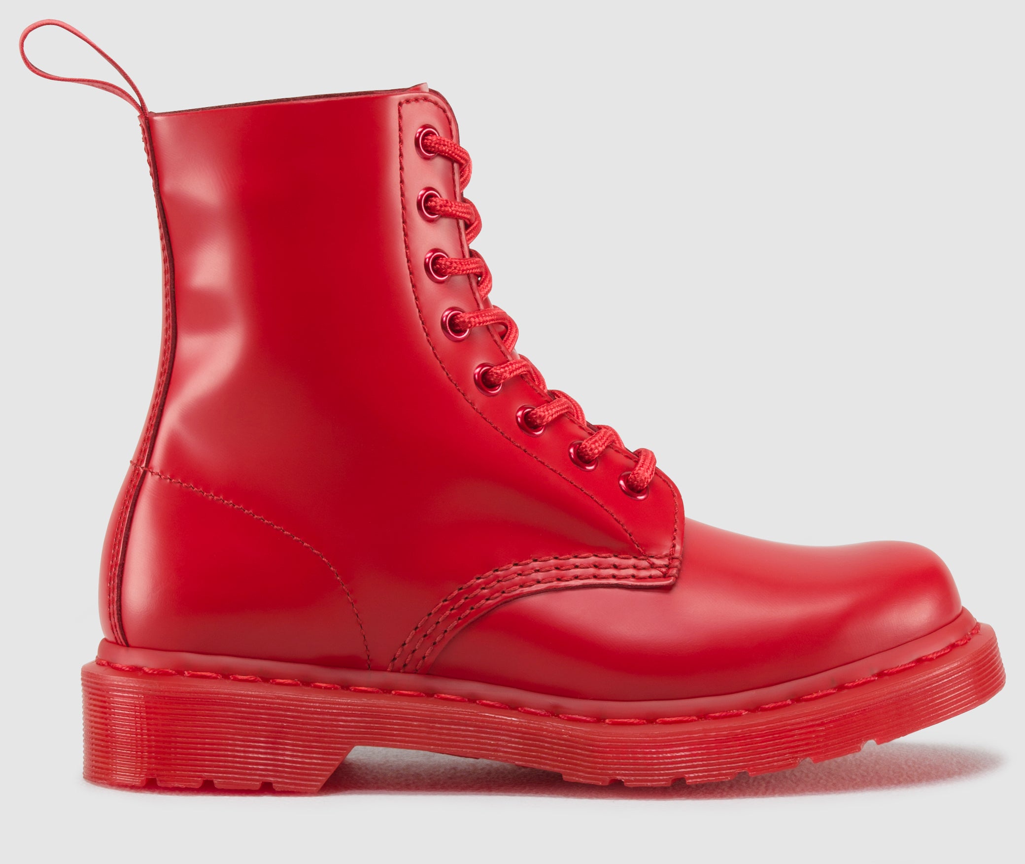 Dr. Martens 1460 Pascal Poppy Red Smooth Leather 8-Eye Boots for Men & Women | Classic Ankle Boots with Air-Cushioned Sole | Perfect for Punk Fashion, Streetwear & Everyday Wear