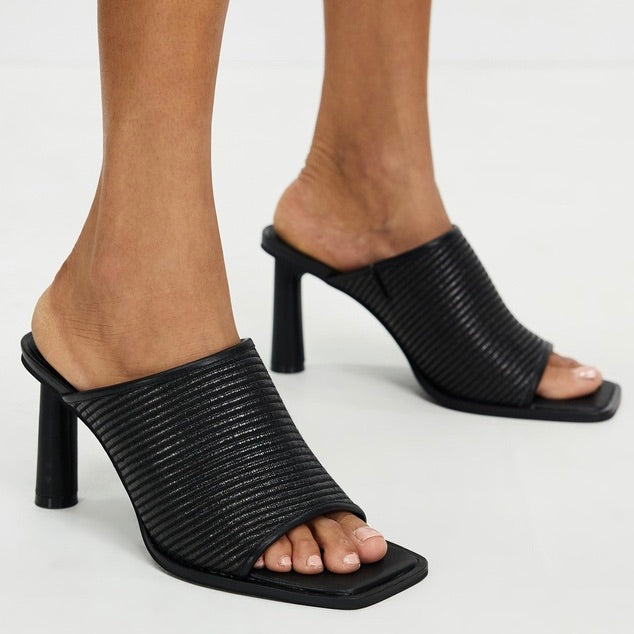Jacque Heel Black Woven Textile Women's Shoes - Comfortable & Stylish for Work, Party & Evening Events