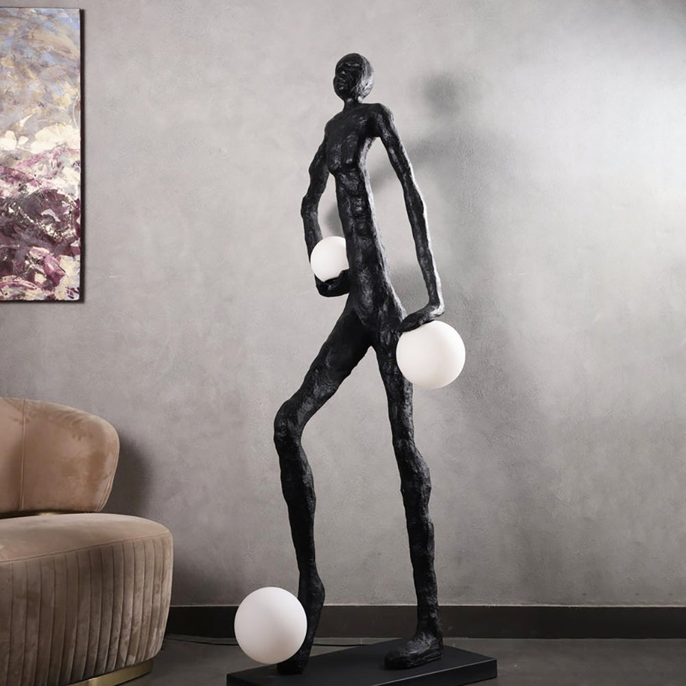 Modern Soccer Ball Sculpture Character Floor Lamp - Unique Sports Themed Lighting for Living Room, Bedroom, or Game Room Decor