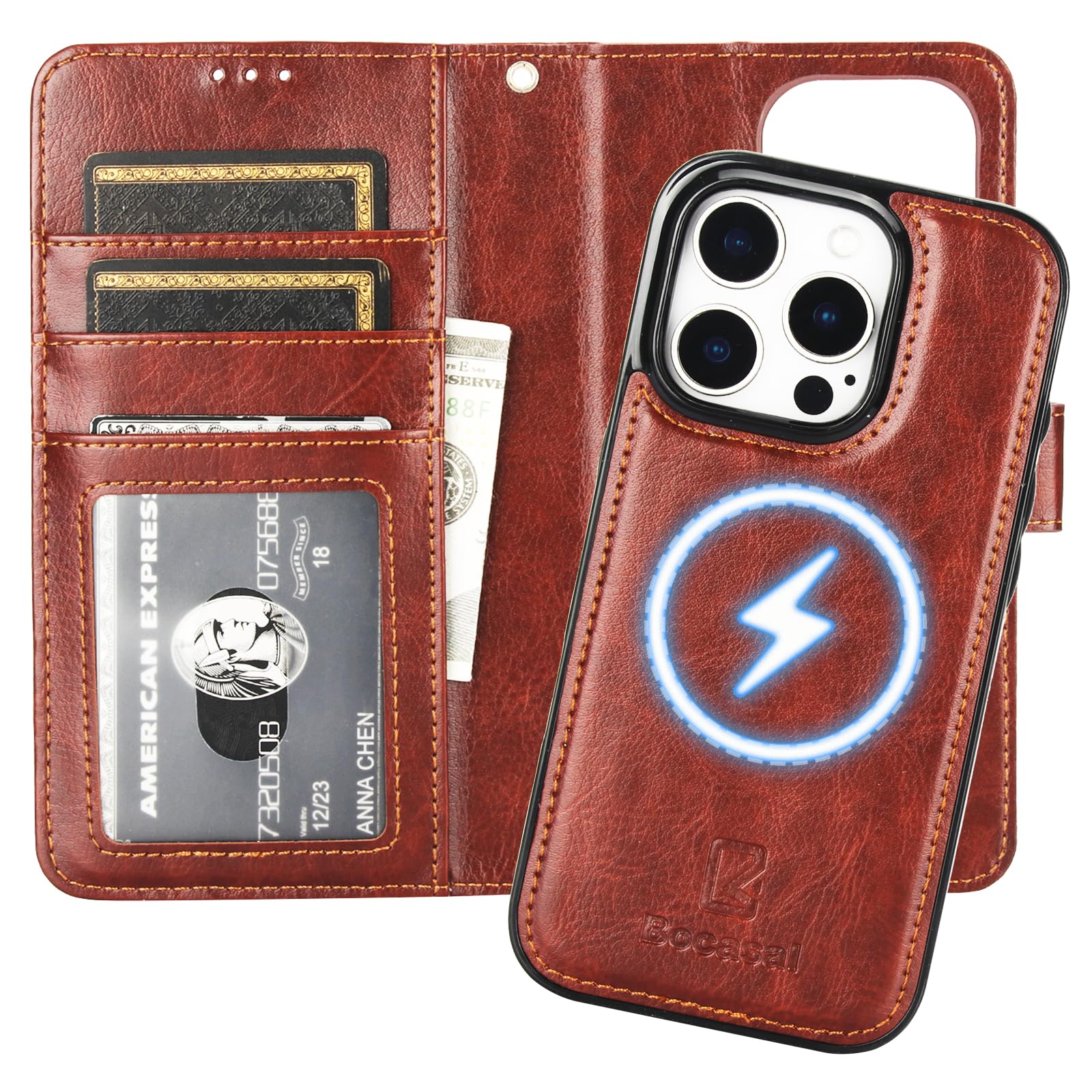 Premium Leather Wallet Case for iPhone 16 Pro (6.3