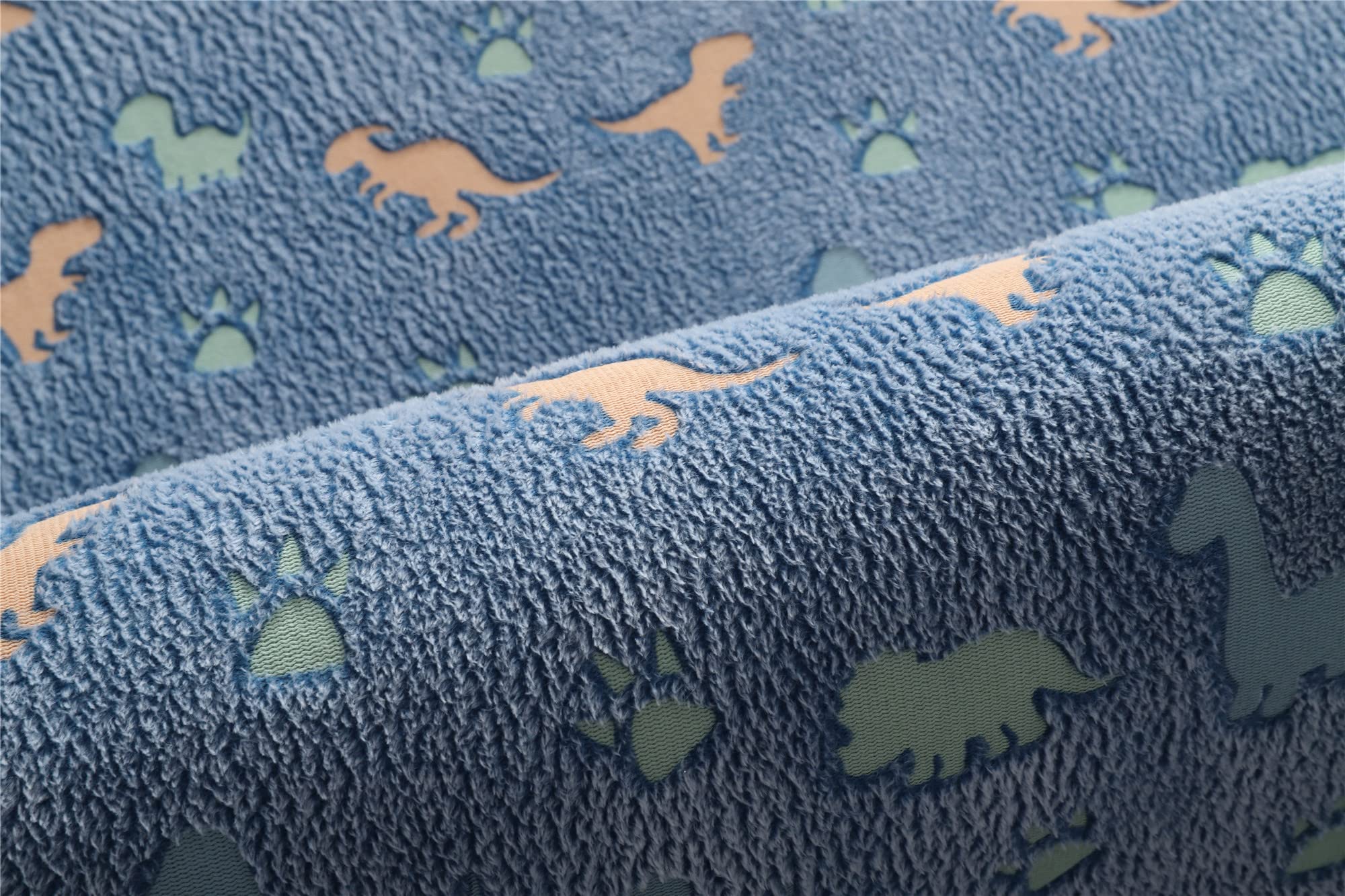 Glow in The Dark Area Rug - Soft Washable Modern Indoor Carpet for Bedroom, Living Room, Kids Room & Dorm Decor - Blue Dinosaur Design (2.6x5.2 Feet) | Perfect for Night Lights, Children's Play Area & Cozy Home Decor