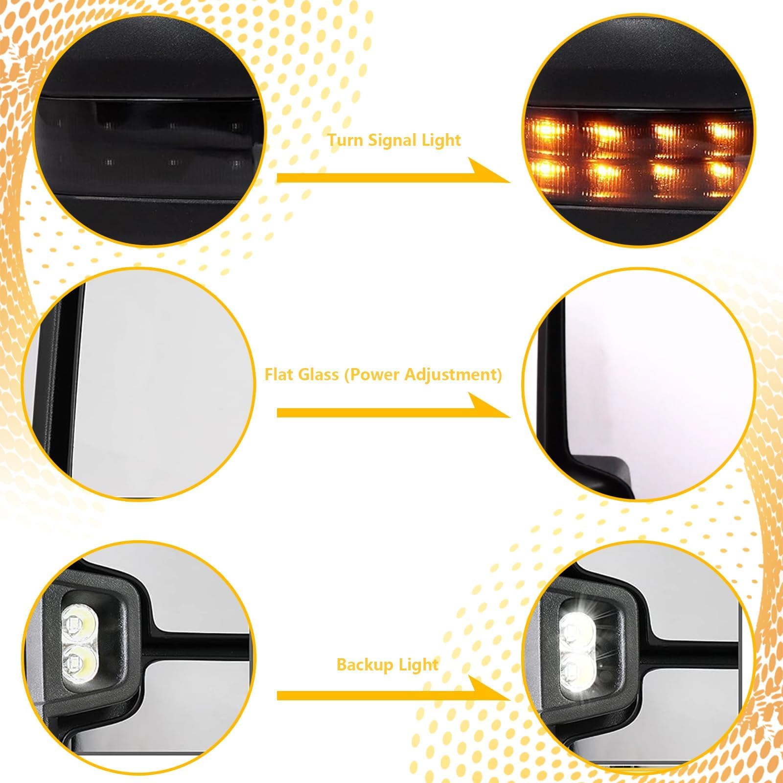 2003-2007 Chevy Silverado & GMC Sierra 1500/2500/3500 HD Towing Mirrors - Power Heated, Smoked Lens, Turn Signal & Clearance Lights (Pair) - Perfect for Towing Trailers, Boats & RVs