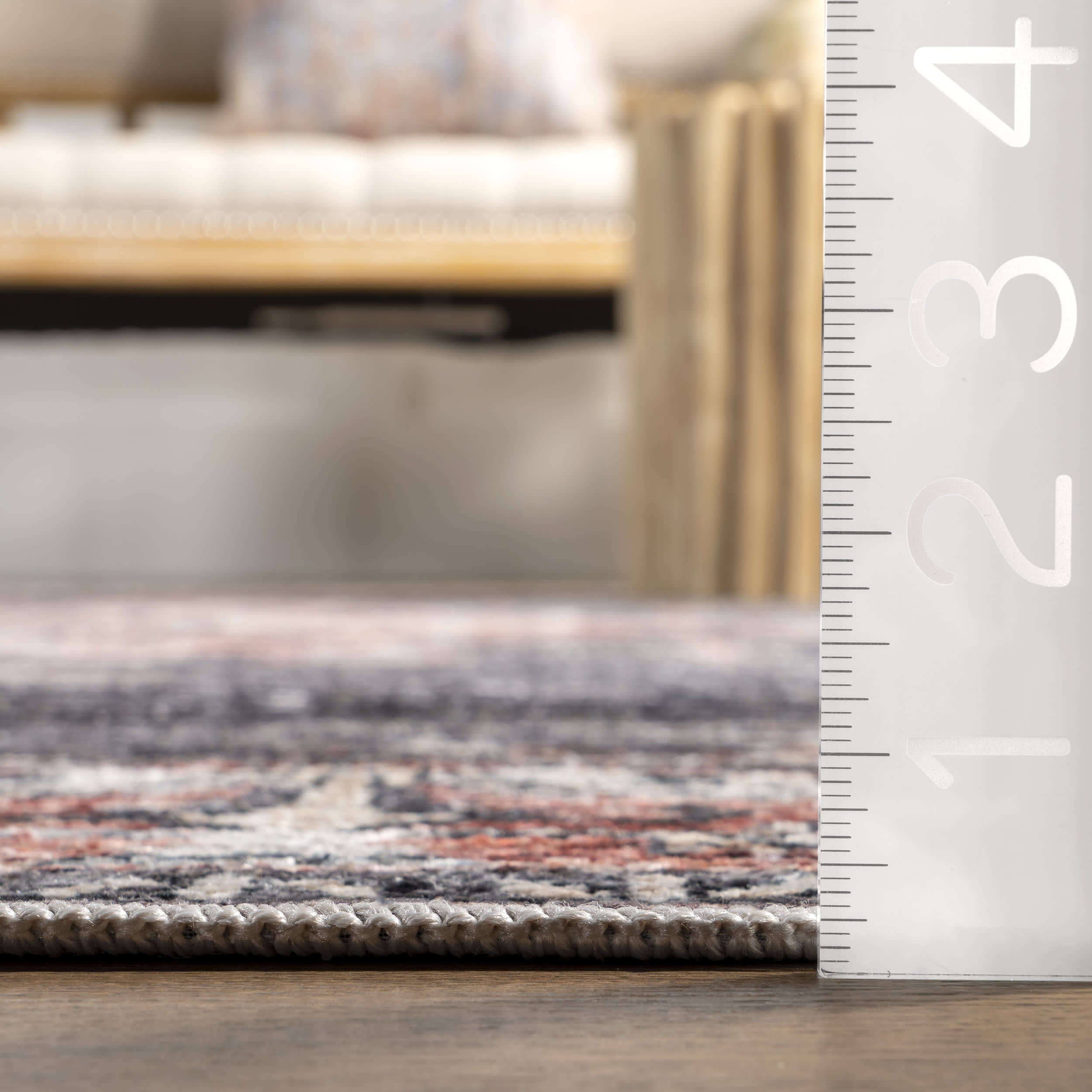 Wild Orchid Washable Rug - Charcoal | Non-Slip Indoor/Outdoor Floor Mat for Living Room, Bedroom, Patio