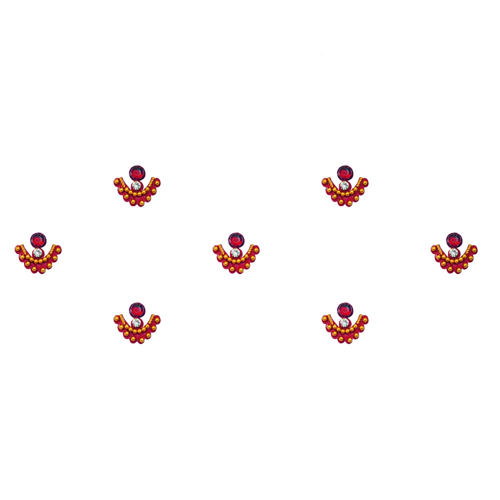 Comet Busters Elegant Maroon Bindi with Sparkling Stones & Gold Beads (BIN819) - Perfect for Weddings, Festivals & Indian Cultural Events