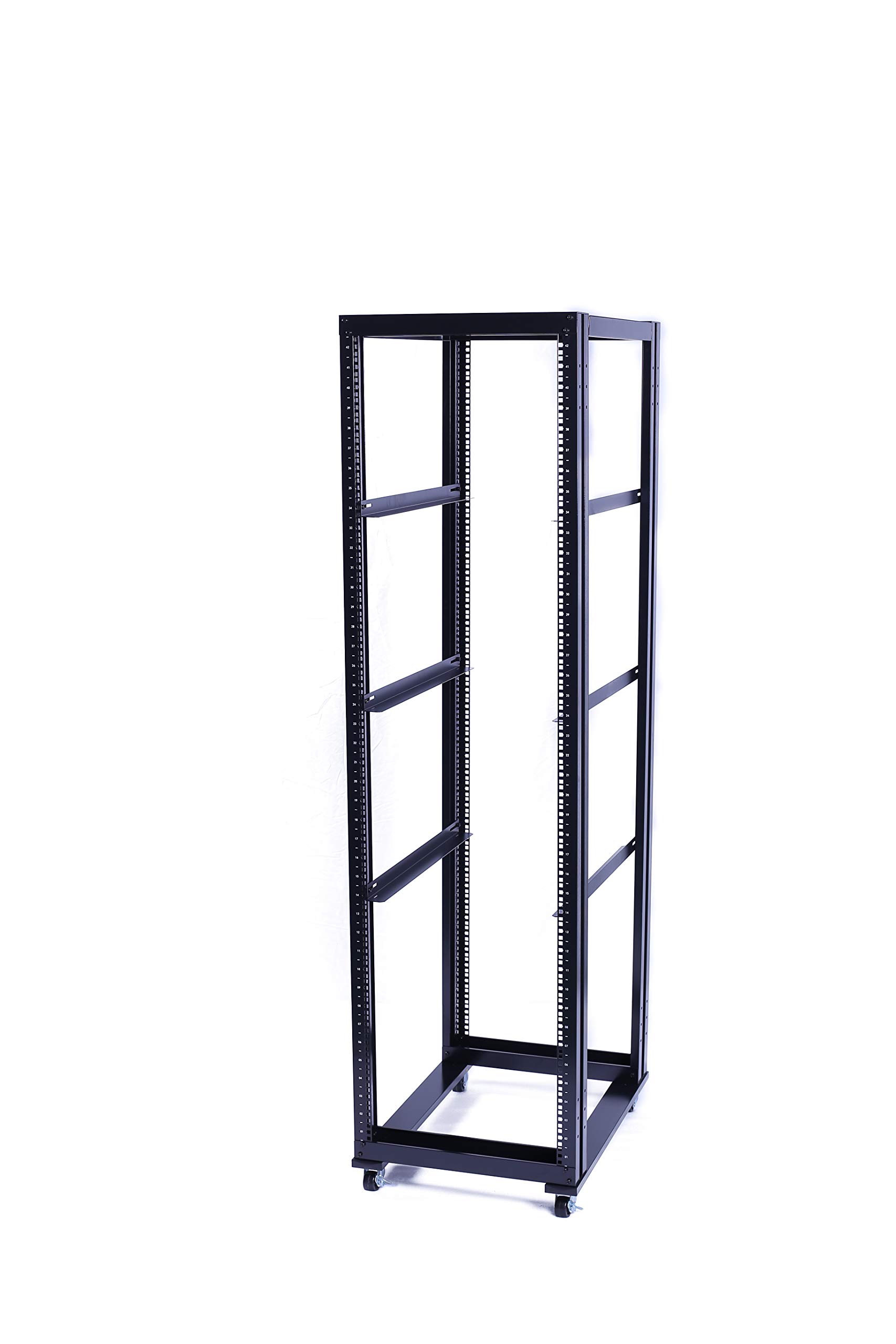 4 Post Open Frame 19-Inch Server Rack | 36U Height | Heavy Duty Steel & Aluminum Construction | Perfect for Data Centers, Home Studios & Audio Equipment
