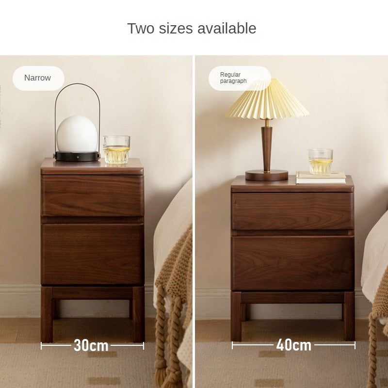 Premium Black Walnut & Ash Solid Wood Nightstand - Stylish Bedside Storage Table for Bedroom, Living Room, or Office