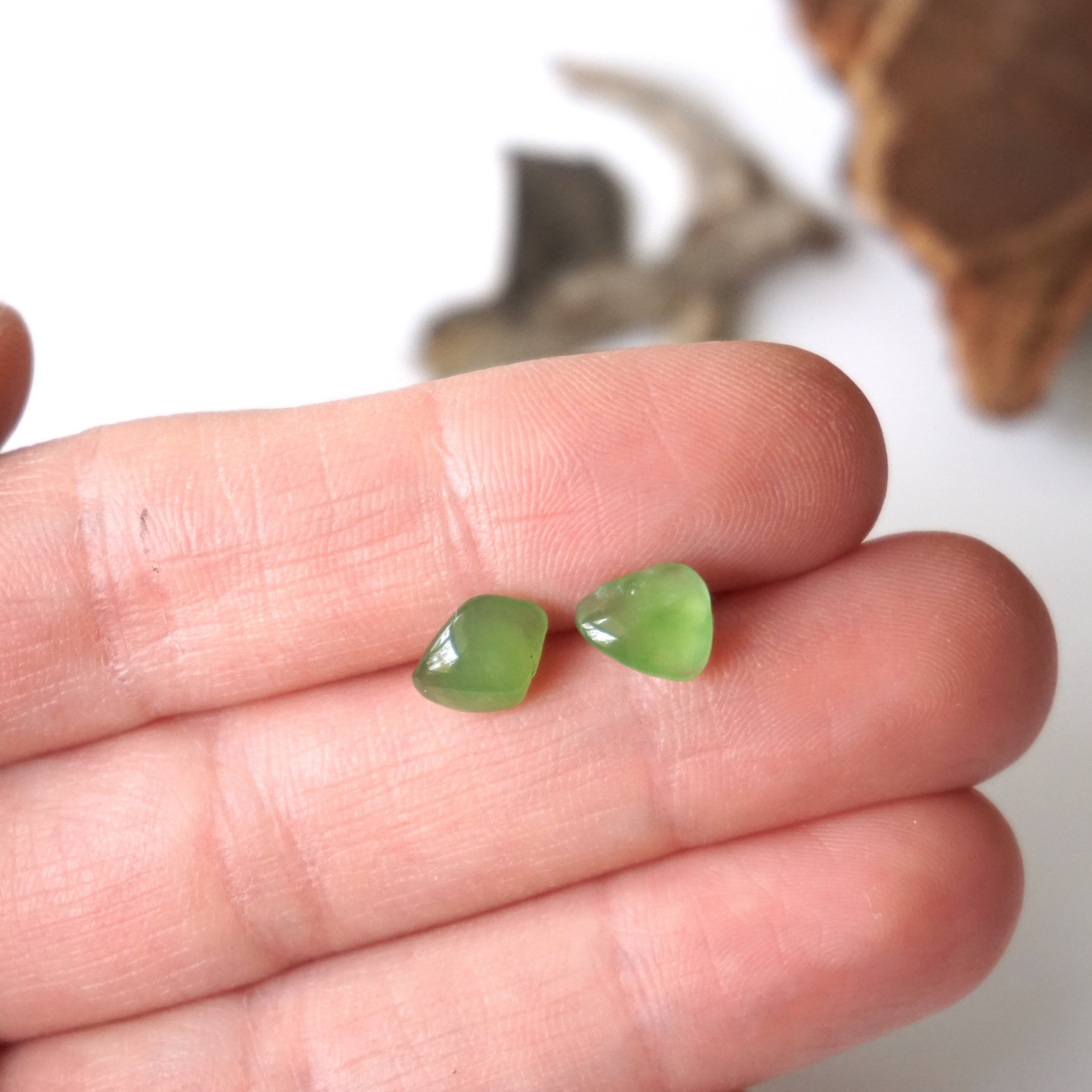 Natural Nephrite Jade Stud Earrings for Women - Hypoallergenic Post Earrings for Daily Wear & Special Occasions
