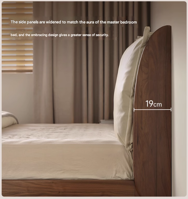 Premium Black Walnut Solid Wood Leather & Tech Fabric Bed Frame - Modern Platform Bed for Master Bedroom, Guest Room & Dormitory