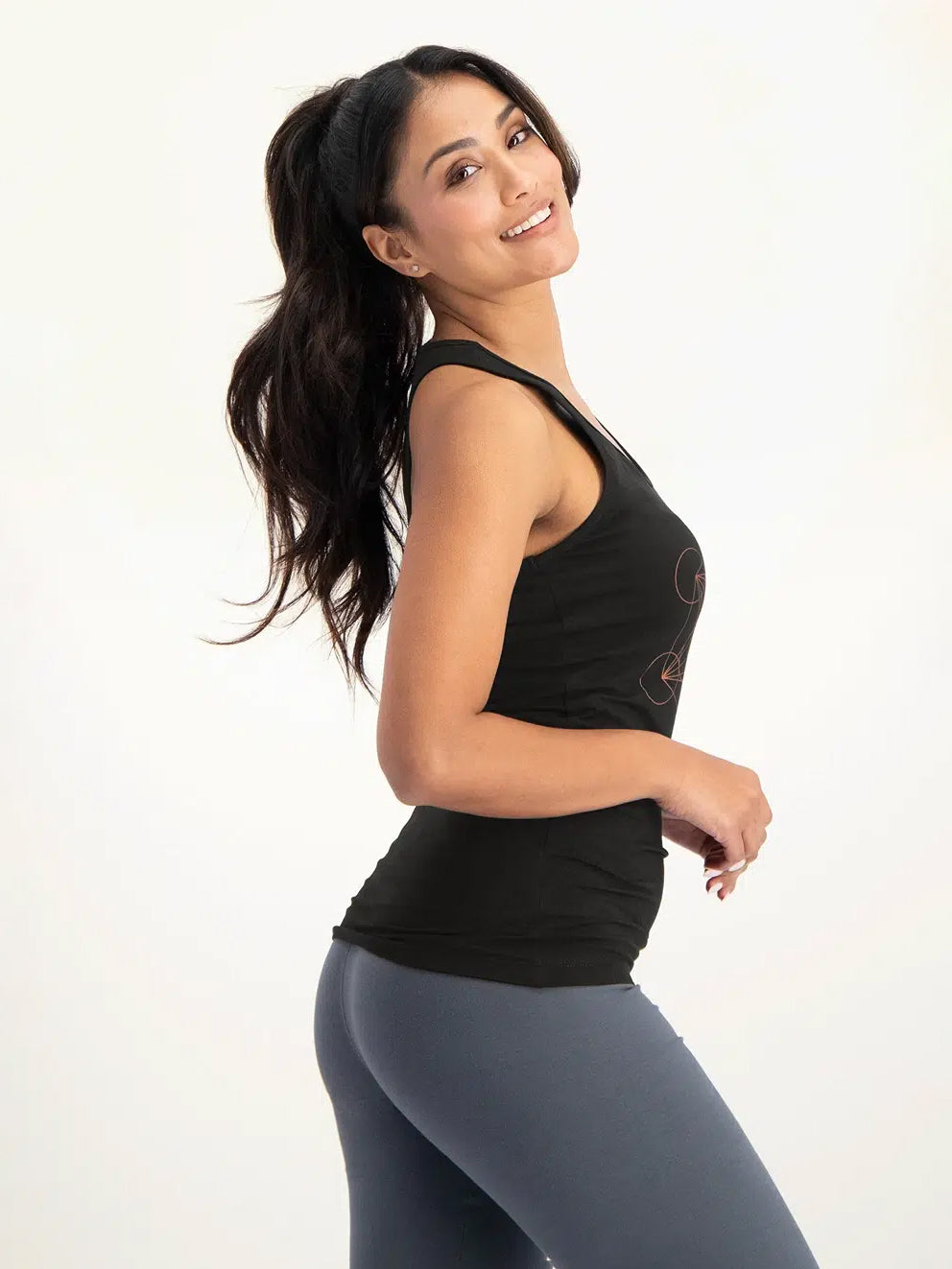 Urban Goddess Metatron Core Yoga Tank Top - Onyx Black | High-Performance Workout & Meditation Apparel for Women