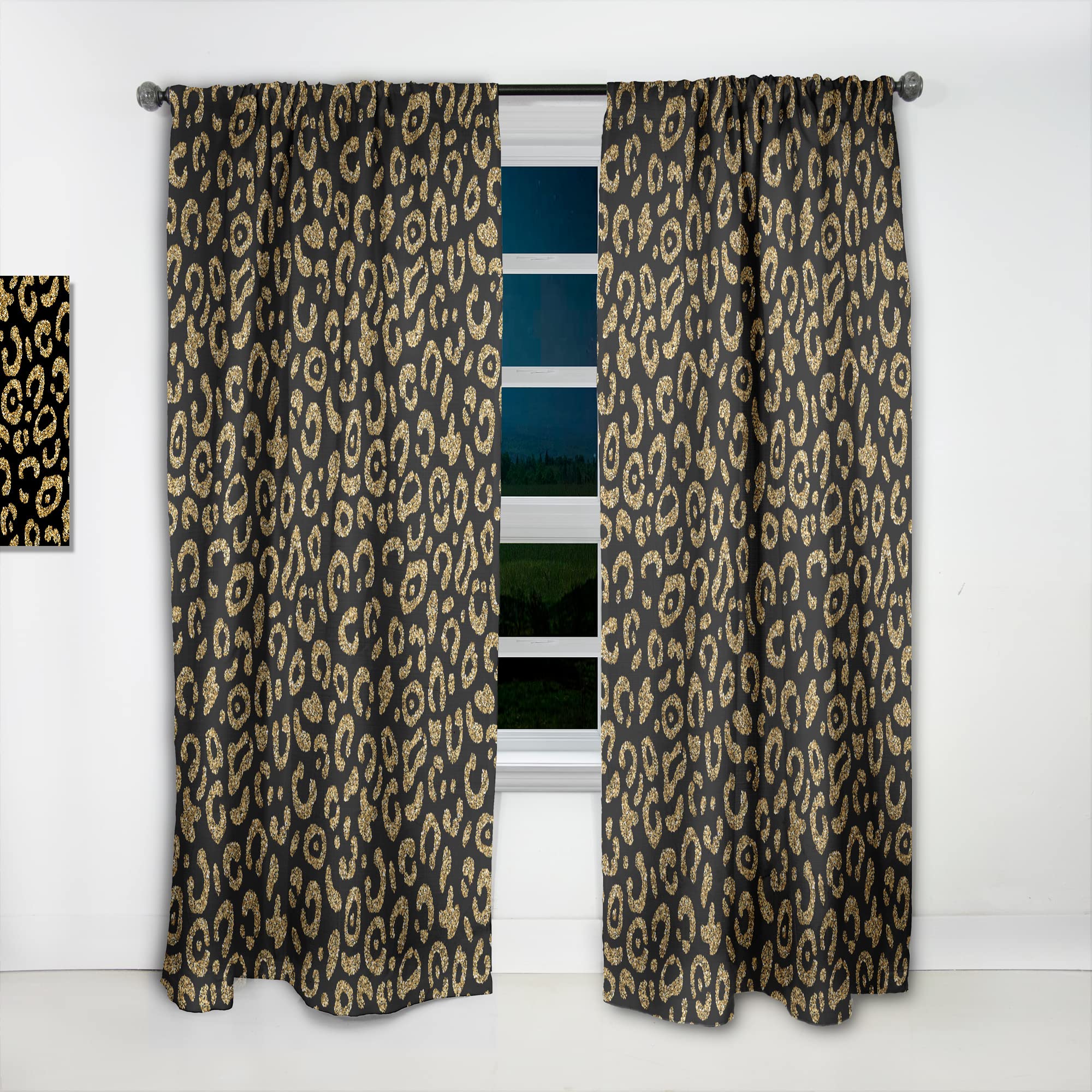 DesignQ Golden Leopard Print Thermal Insulated Curtains - Single Panel 52x63 Inches - Luxury Blackout Drapes for Bedroom & Living Room (Perfect for Home Theater, Nursery & Energy Efficiency)