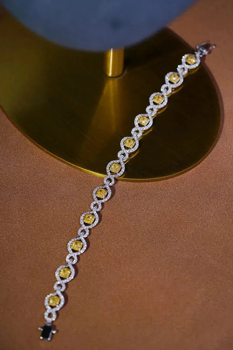 18K White Gold Diamond Bracelet for Women - 3.7 Carat Natural Yellow Diamond Luxury Jewelry | Elegant Party, Wedding & Evening Wear Accessory