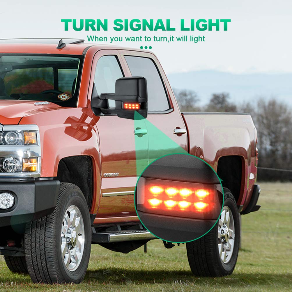 AUTOMUTO Power Heated Towing Mirrors with Turn Signal & Puddle Light - Compatible with Ford F-150 2004-2014 (LH Driver & RH Passenger Side) - Perfect for Towing, Off-Roading & Night Driving
