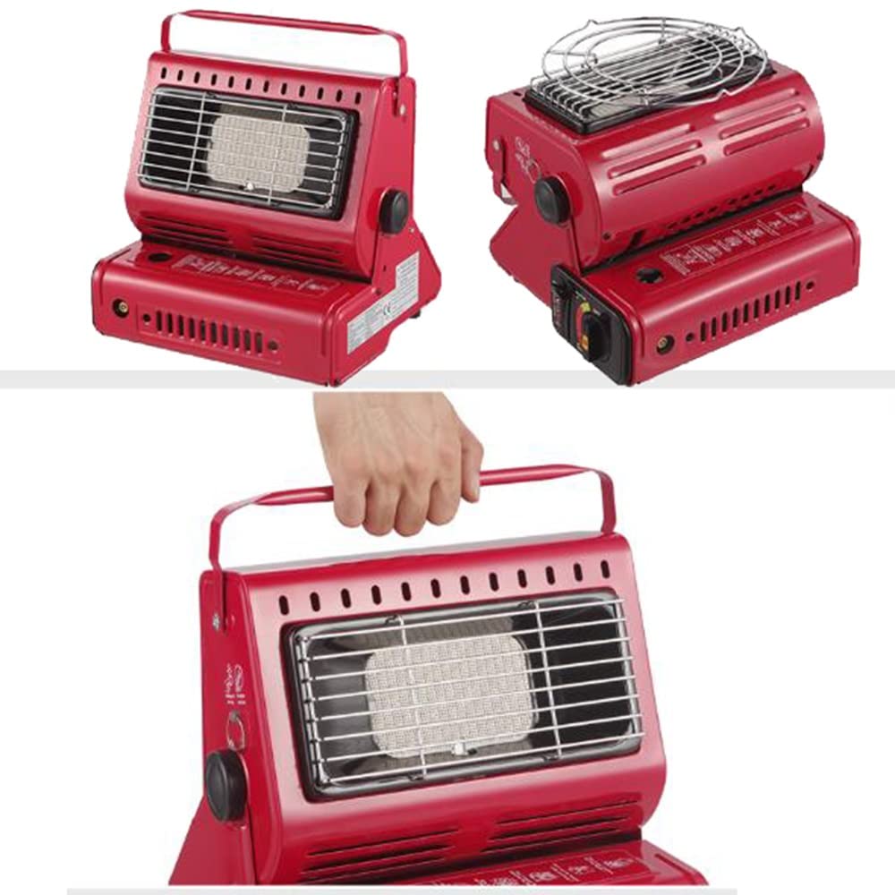 LKP Adjustable Butane Gas Heater - Portable Outdoor Space Heater for Camping, Hunting, Backpacking & Patio Use | 2-in-1 Heating & Cooking Warmer | Ideal for Outdoor Adventures & Emergency Heating (Red)