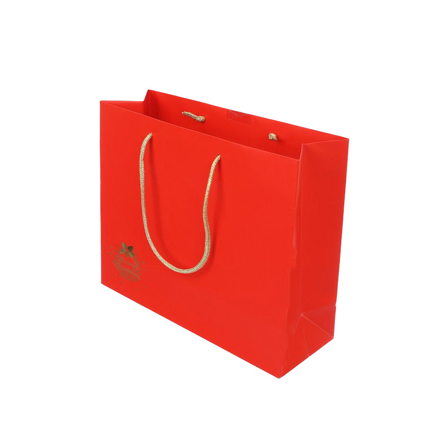 TSUTSUMU Christmas Gift Bags 34x12x28cm - Small Wreath Red Design (125g) | Perfect for Holiday Presents, Party Favors & Festive Packaging