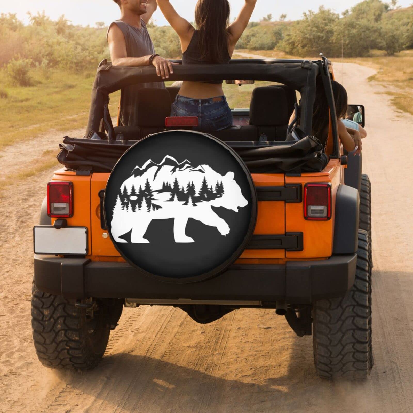 Bear Fantasy Mountains Spare Tire Cover - 15 Inch Dust-Proof Wheel Protector for Trailers, RVs, SUVs | Outdoor Adventure & Camping Accessory