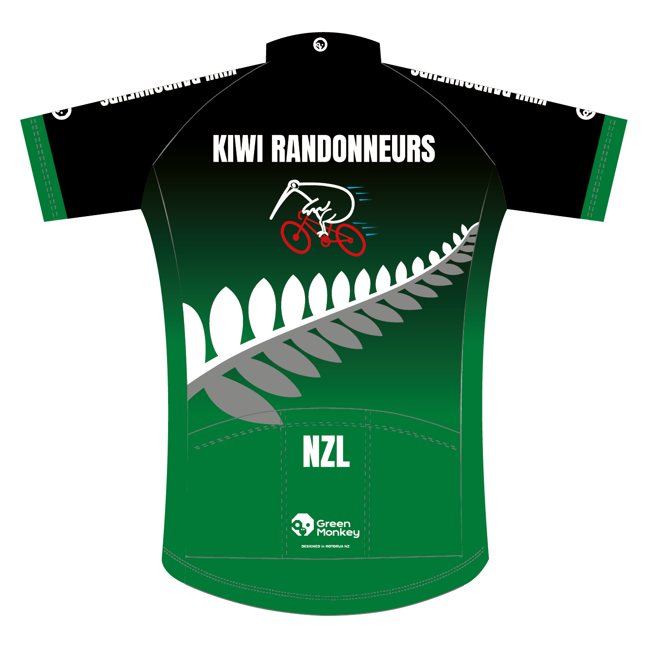 Kiwi Randonneurs Cycling Jersey - Breathable Bike Shirt for Men & Women (J01 Green) - Perfect for Road Biking, Training & Long Distance Rides