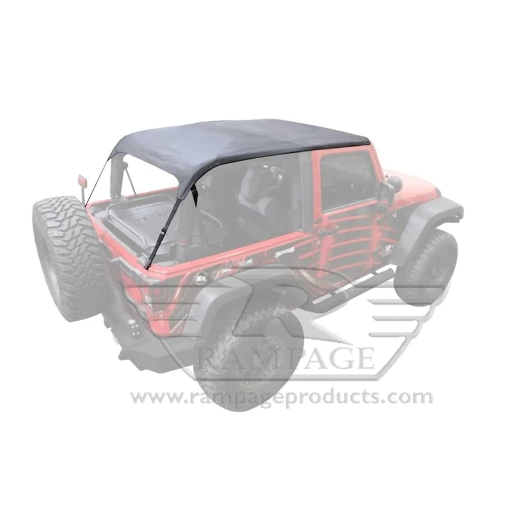 RAMPAGE PRODUCTS Frameless Trail Top for Jeep Wrangler JK (2007-2018) | Tinted Windows, Durable Sail Cloth, Black Diamond Design | Perfect for Off-Road Adventures & Summer Driving | Model 109935 | Fits 2-Door Wrangler JK