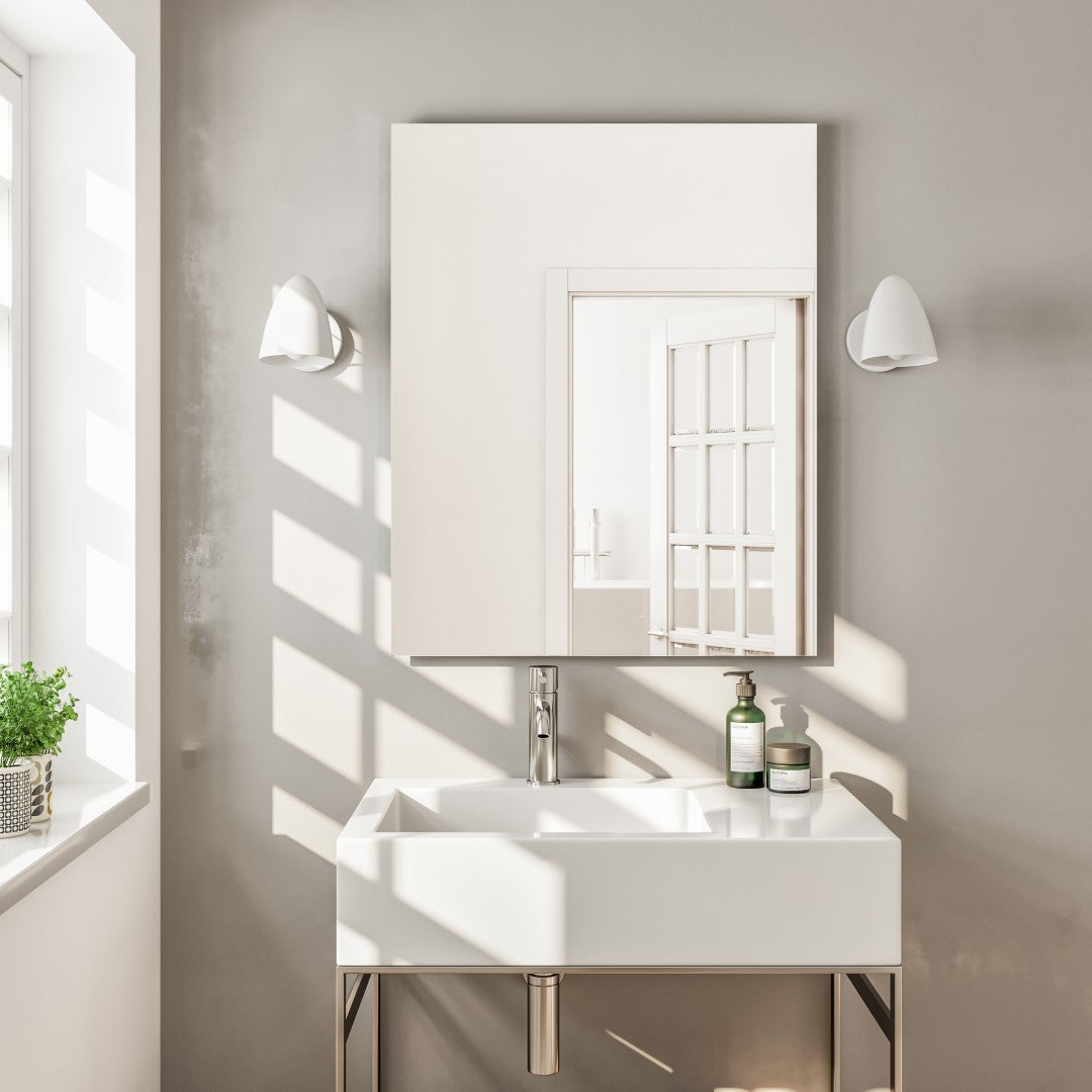 Eviva Sleek 24x30 Inch Rectangular Frameless Wall Mirror - Perfect for Bathroom, Bedroom & Entryway Decor