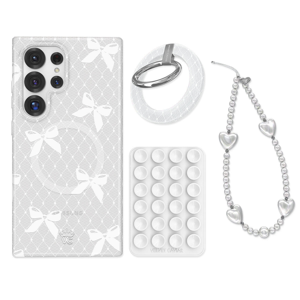 Vintage Lace Bows Samsung Phone Case Bundle Set - Elegant Grip Cover for Samsung Galaxy S21/S20/Note 20 - Perfect for Weddings, Parties & Special Occasions