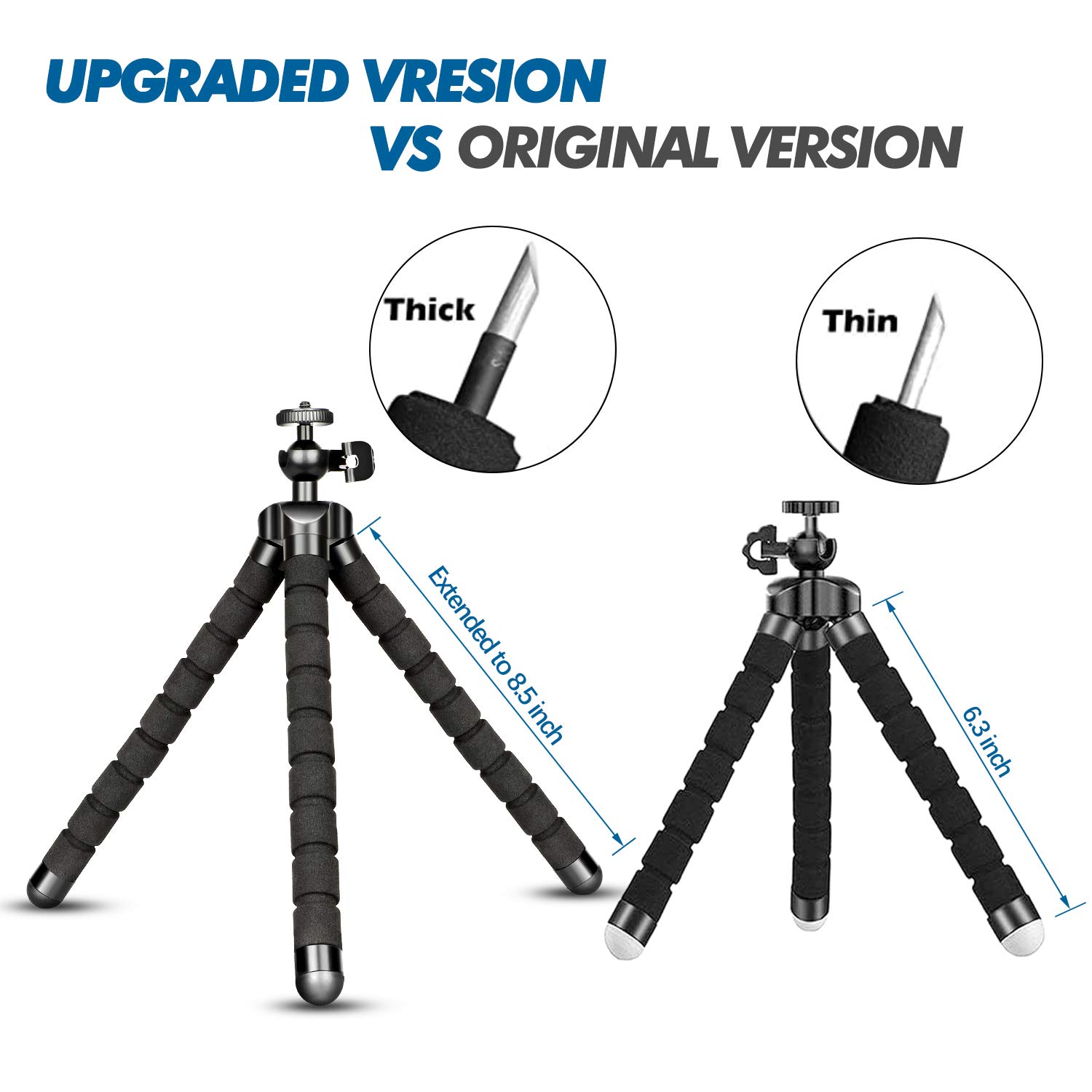 Portable Flexible Tripod Stand - Adjustable Phone & Camera Tripod Holder for Stable Video Recording - Perfect for Vlogging, Live Streaming, Travel & Outdoor Photography