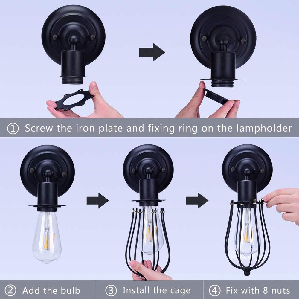 Vintage Industrial Wall Sconce - Single Head Edison Bulb Reading Light for Restaurant, Bar, Balcony & Hallway | Classic Metal Wall Lamp with Artistic Shadow Effect | Perfect for Ambient Lighting in Cafes, Bedrooms & Entryways