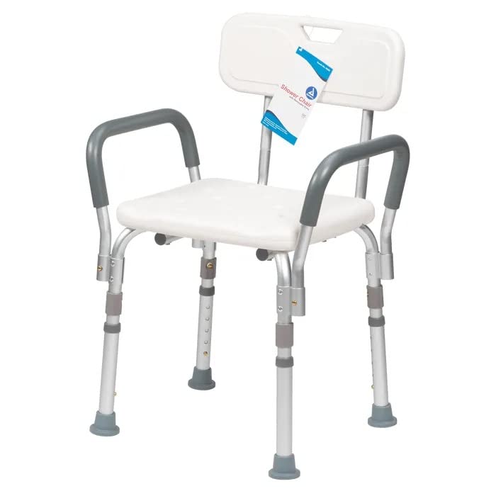 Dynarex 10322-4 White Shower Chair with Removable Back & Arms - 21.5