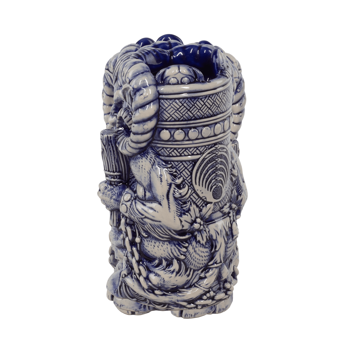 Krampus Designer Series Tiki Mug - Blue Wiped Ceramic Cup for Halloween, Christmas & Themed Parties | Collectible Barware for Cocktails, Beer & Tropical Drinks | Perfect Gift for Horror & Tiki Lovers