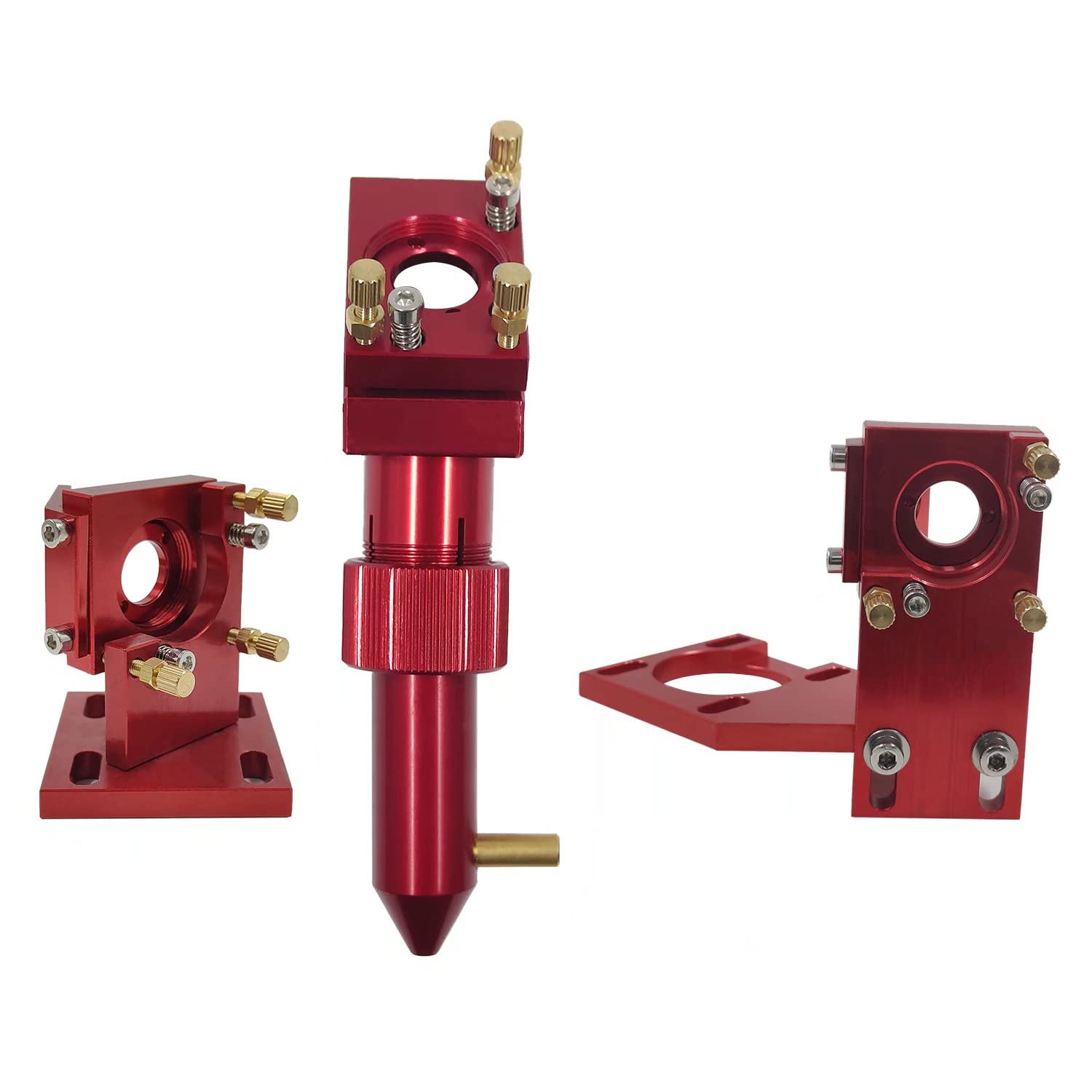 K40 CO2 Laser Head Set with Laser Head & 1st 2nd Mirror Mounts - 12mm Diameter 50.8mm Focal Length - Compatible with 2030 4060 K40 Laser Engraving Cutting Machine (Red) - Perfect for DIY Crafting, Wood Engraving, Acrylic Cutting & Metal Marking