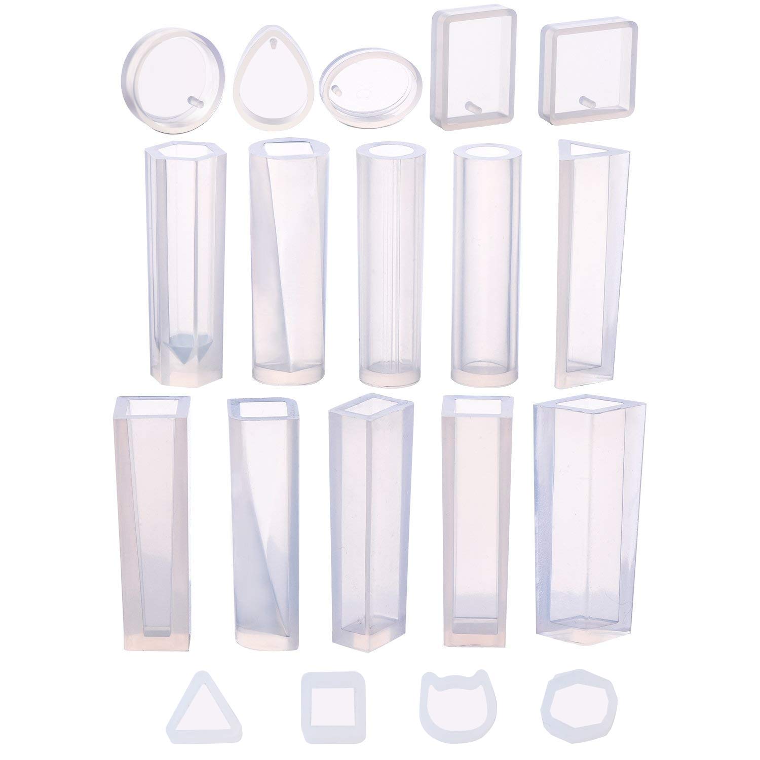 19 PCS Silicone Resin Molds for Pendants & Jewelry Making - DIY Epoxy UV Resin Casting Molds for Necklace, Keychain & Home Decor Crafts - Perfect for Beginners & Professional Artisans