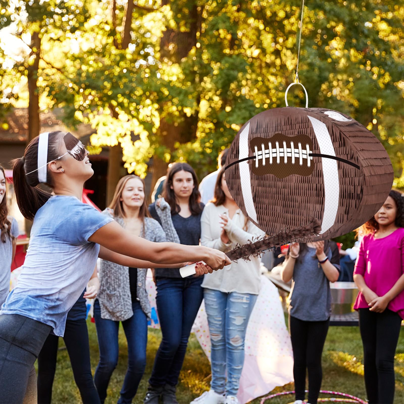 Football Pinata with Stick - Kids Sports Party Decor for Birthday Games