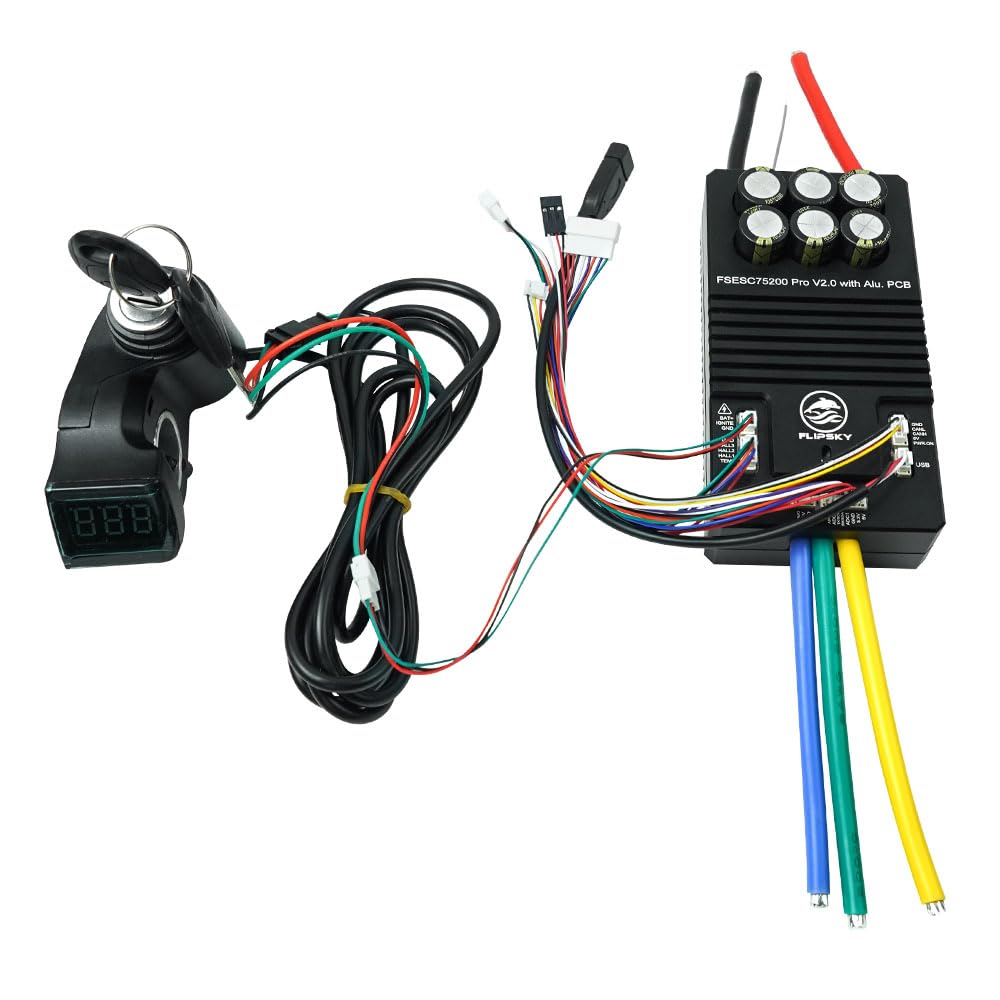 FLIPSKY 75200 Pro V2.0 VESC Speed Controller - Aluminum PCB with Key Switch for Electric Skateboard, Scooter & Ebike | DIY Electric Vehicle ESC Upgrade for Longboard, Hoverboard & Motorcycle Conversion