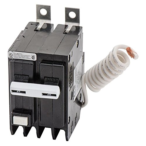 Eaton QBGFT2020 20A 2-Pole 120/240V AC Bolt-On Ground Fault Circuit Breaker with Quicklag - Perfect for Residential & Commercial Electrical Panels, HVAC Systems and Appliance Protection