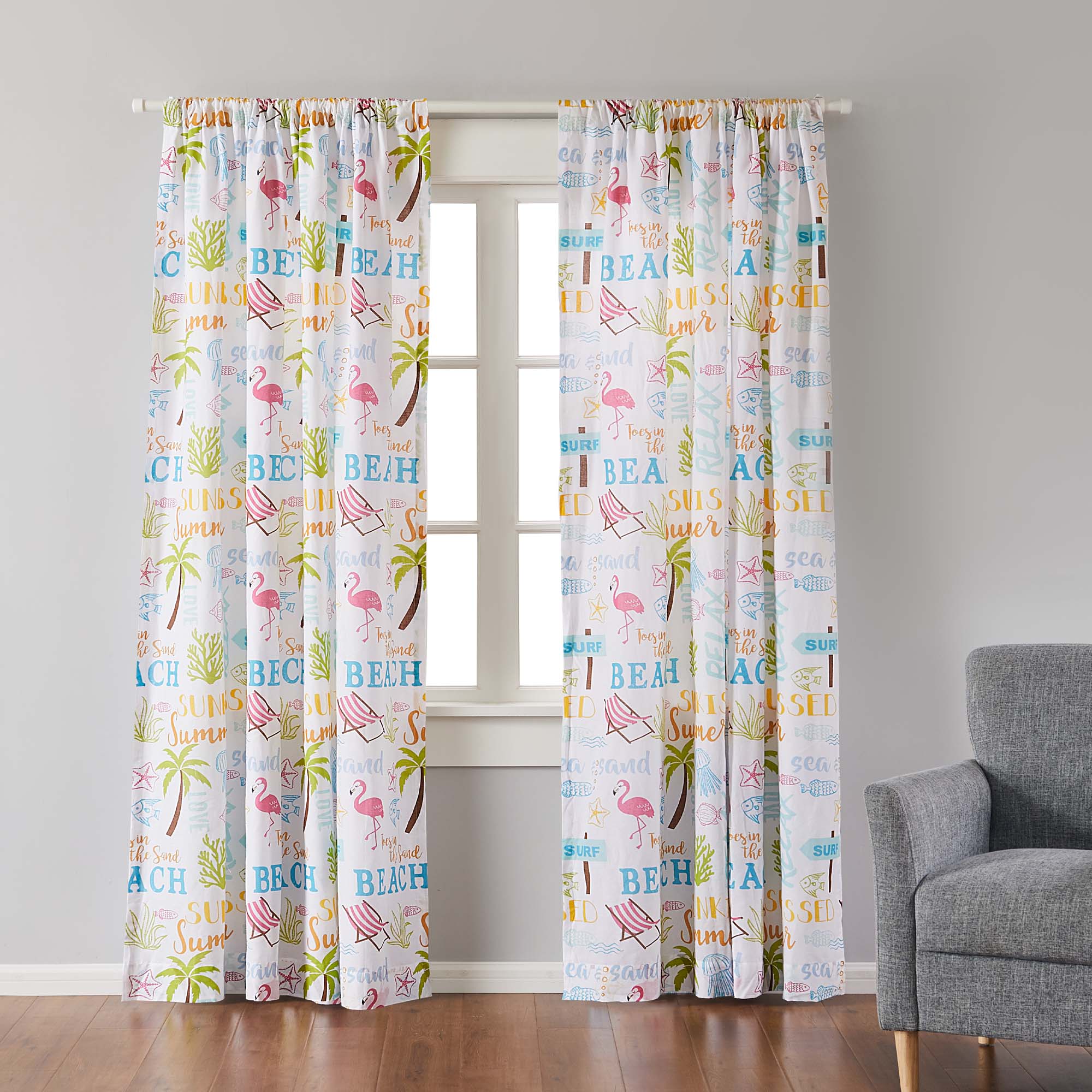 Stylish Beach Days Drape Panel - Lightweight Sheer Window Curtains for Coastal Home Decor | Perfect for Living Room, Bedroom & Beach House