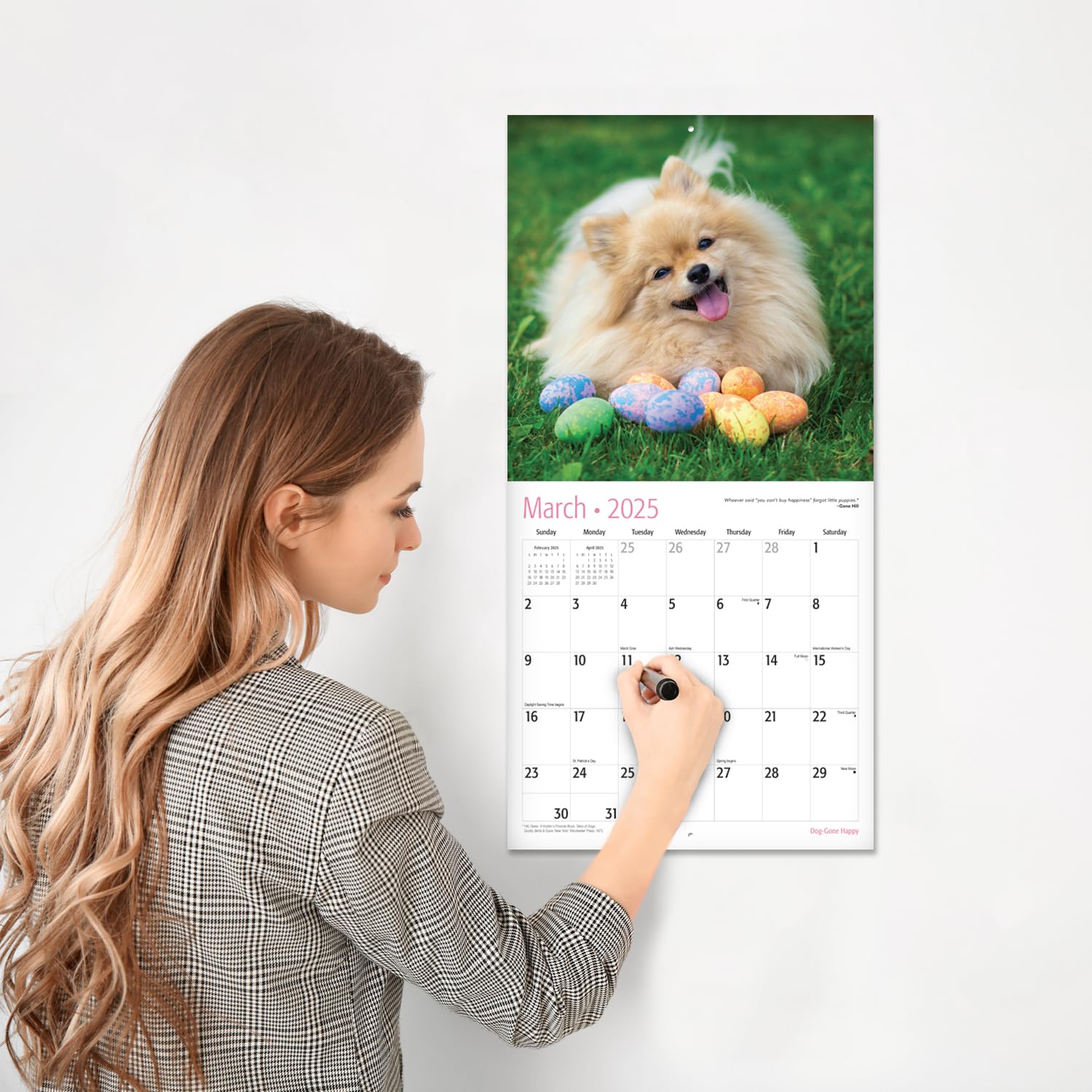 RED EMBER Dog-Gone Happy 2025 Wall Calendar - 12 Month Large 12x24 Inch with Thick Sturdy Paper - Perfect Gift for Dog Lovers - Home, Office & Classroom Decor