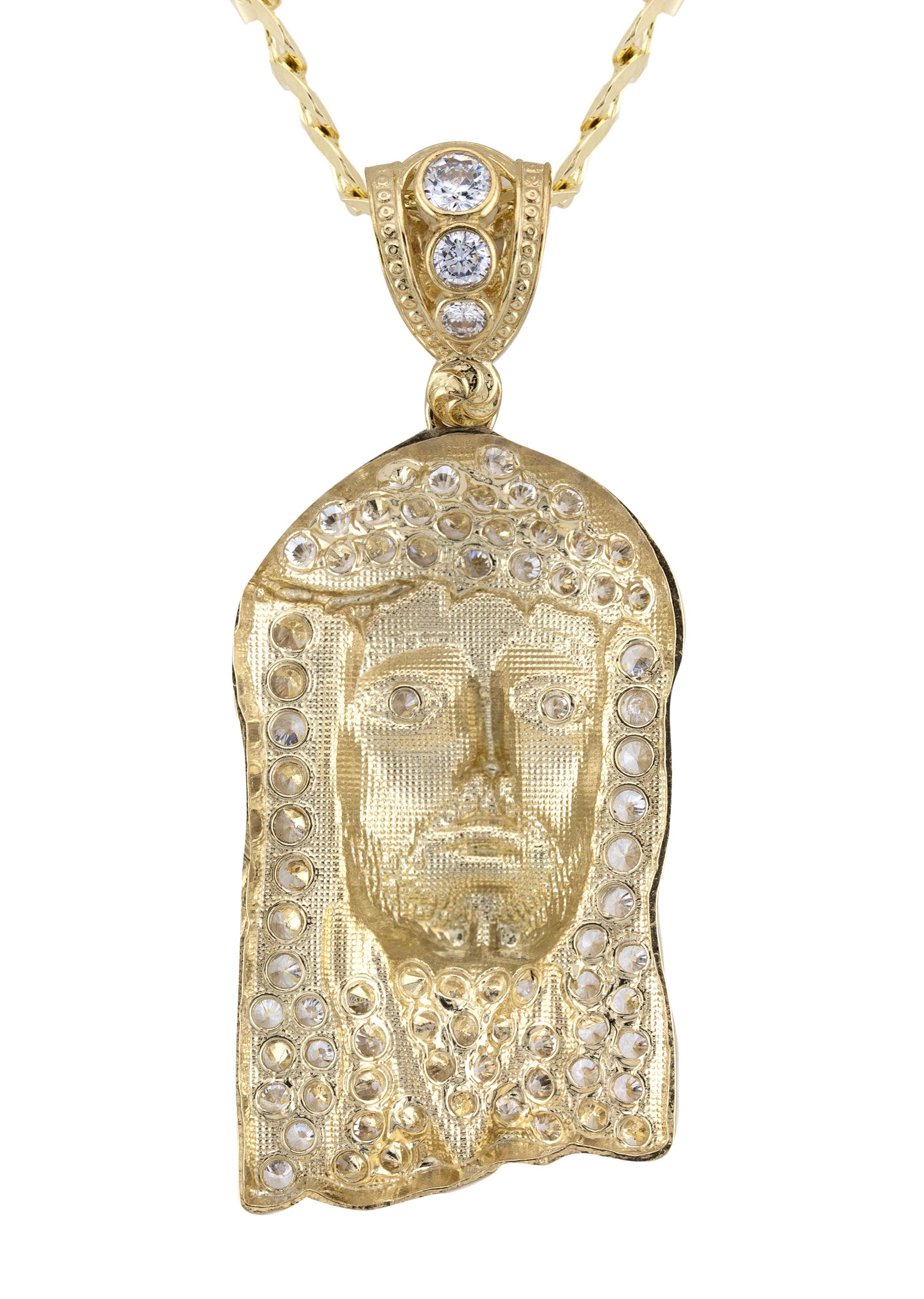 10K Yellow Gold Jesus Head Necklace for Men & Women - Small 12g & Large 27g - Religious Jewelry Gift for Baptism, Confirmation & Daily Wear