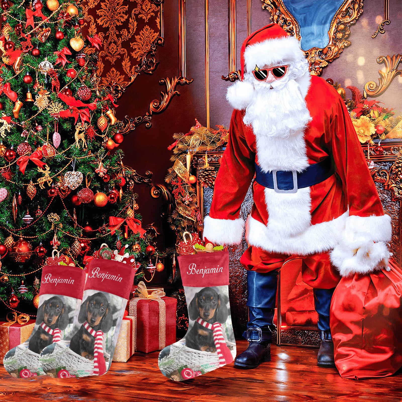 Personalized Christmas Stockings for Dogs - Custom Name Xmas Socks for Pets, 17.52 x 7.87 Inch - Perfect Holiday Gift for Dog Lovers & Festive Home Decor