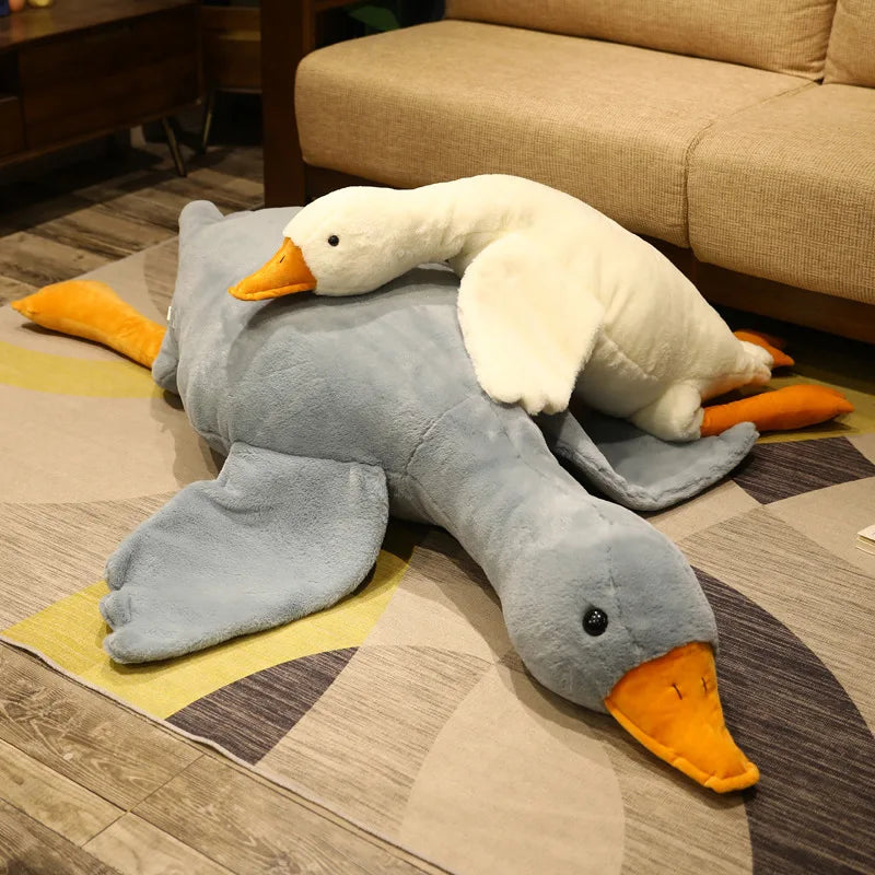 50-130cm Giant Duck Plush Toy - Extra Soft Fluffy Stuffed Animal Pillow, Cute Swan Goose Doll for Kids Girls Birthday Gift | Perfect for Nursery Decor, Sleep Companion & Playroom Floor Mat