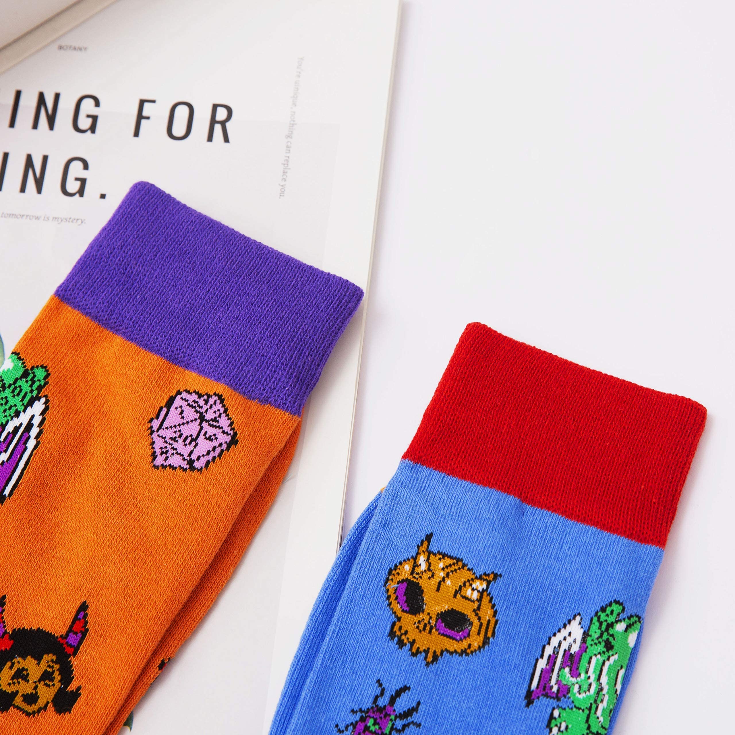 **Cthulhu & D&D Themed Funny Gamer Socks Set - Novelty Crew Socks for Men & Women (2 Pairs) - Perfect for Cosplay, Gaming & Geek Gifts**