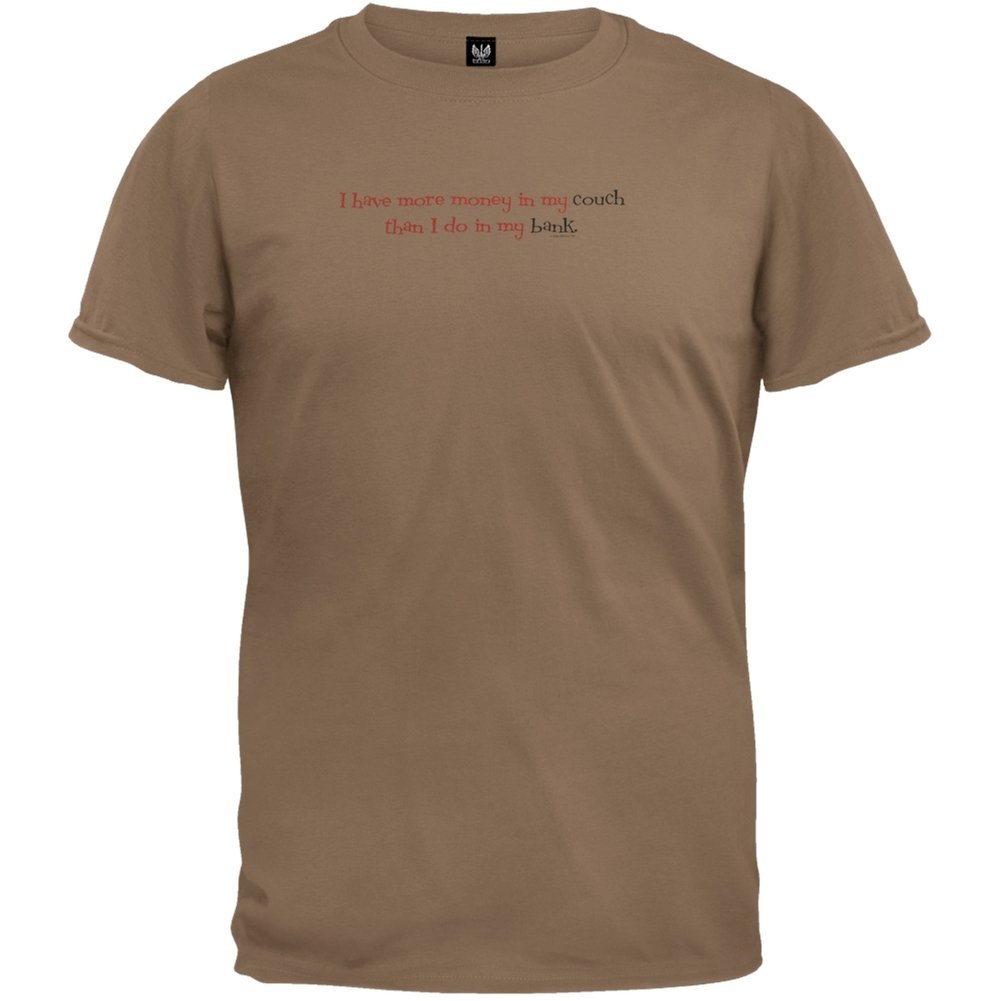 Old Glory Men's Money in My Couch Graphic T-Shirt - Large Size in Tan | Casual Funny Slogan Tee for Everyday Wear & Lounge