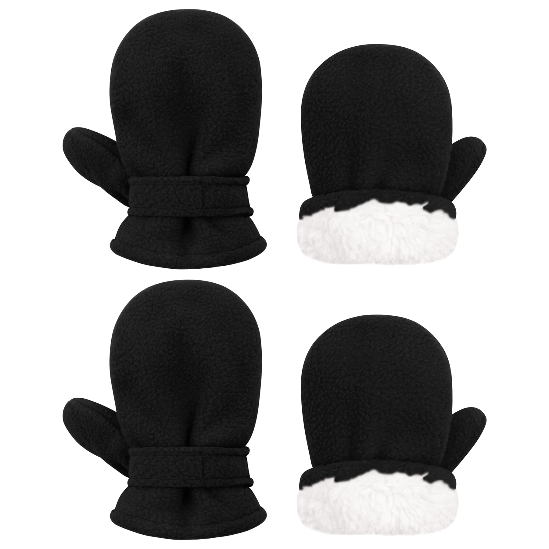 Warm Sherpa Fleece Toddler Mittens for Boys & Girls - Soft Winter Gloves for Babies & Kids (2 Pairs) - Perfect for Snow Play, Outdoor Activities & Cold Weather Protection
