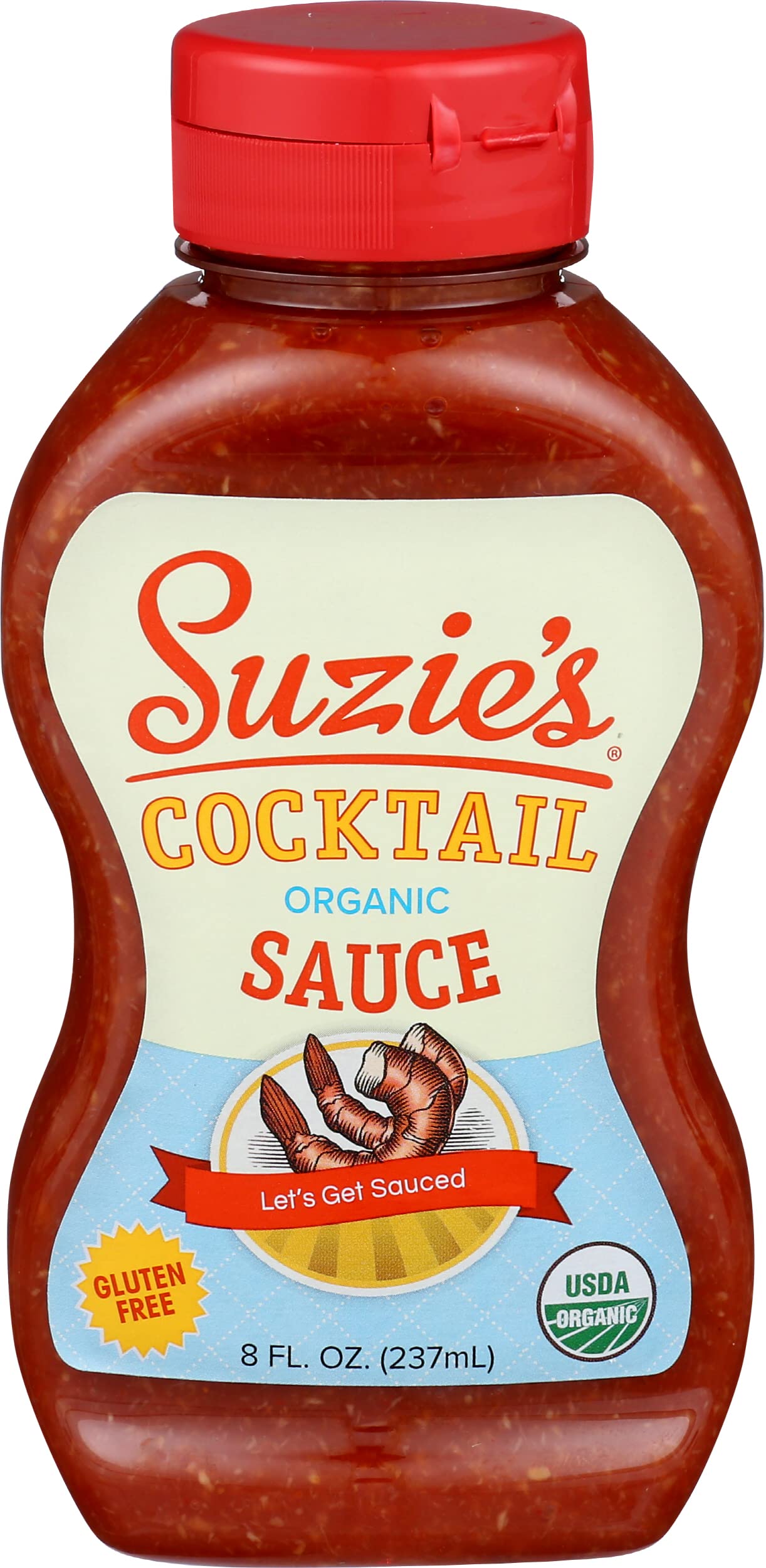 Organic Cocktail Sauce by Suzie's Organics - 8 Fl Oz | Gluten-Free, All-Natural Seafood Dipping Sauce | Perfect for Shrimp, Oysters & Crab Legs