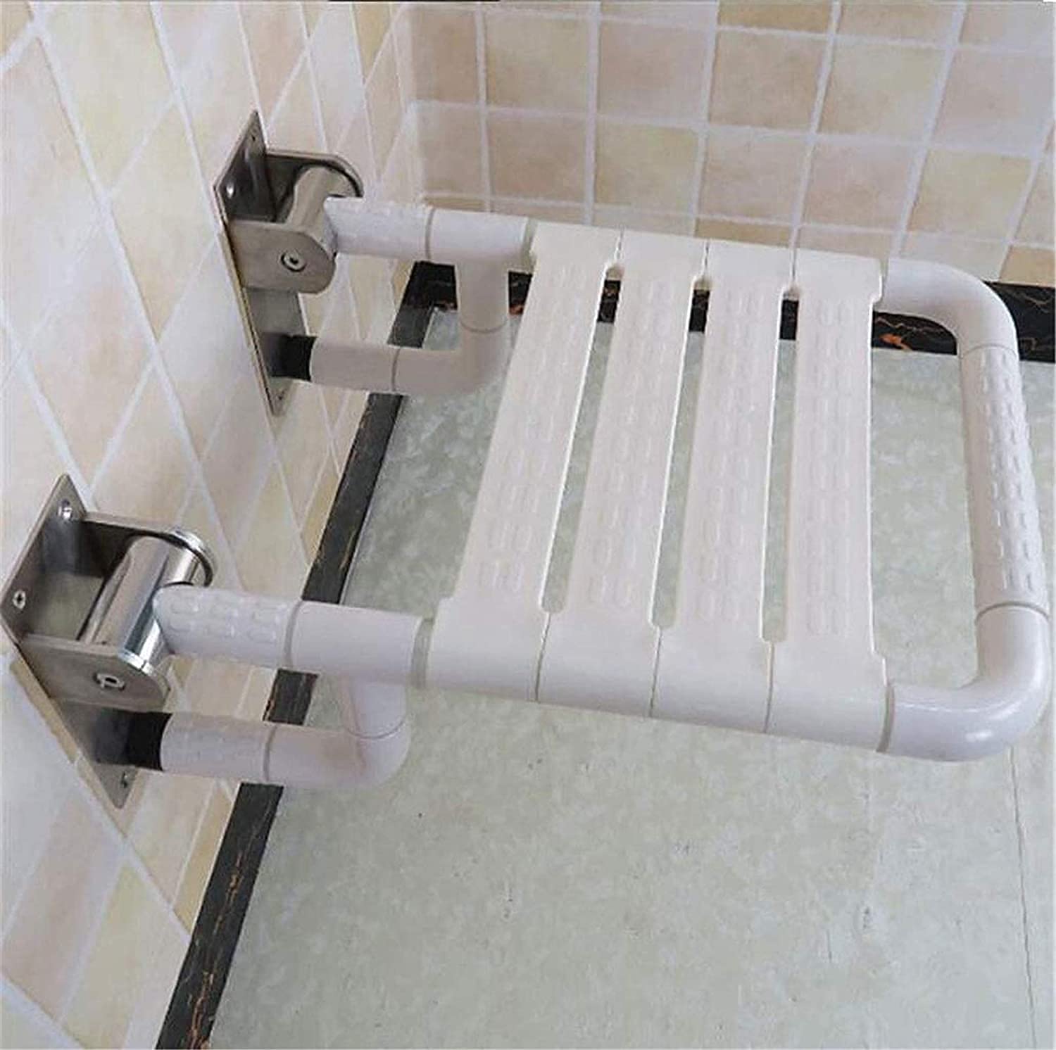 Wall-Mounted Folding Shower Stool - Non-Slip Bath Chair for Elderly & Disabled - Adjustable Height Bathroom Seat with Backrest - Ideal for Shower Safety & Comfort in Small Bathrooms