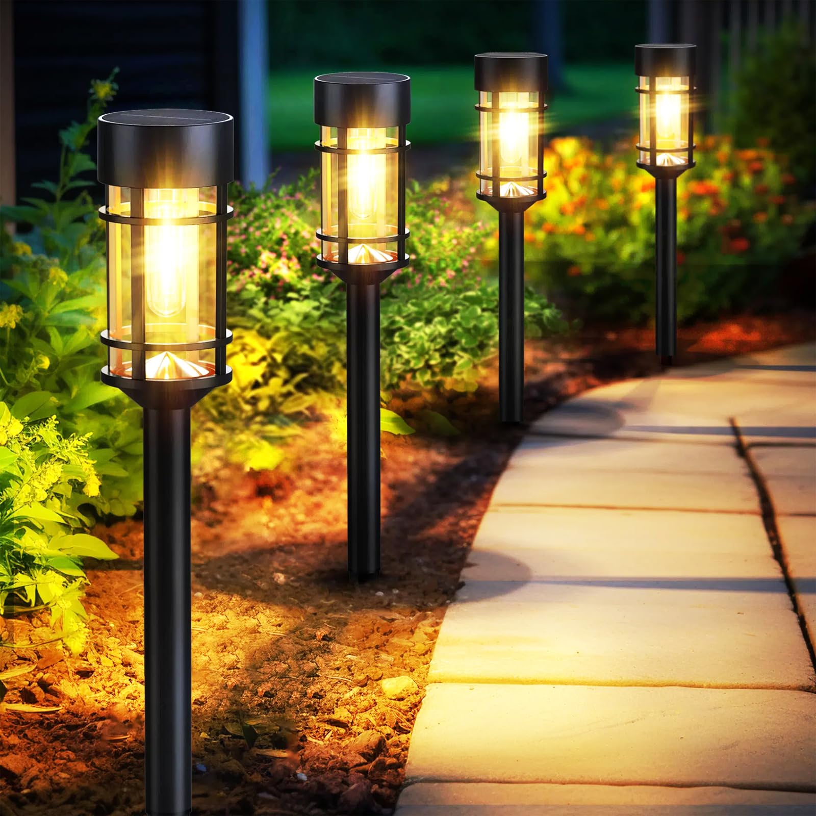 8 Pack Solar Pathway Lights - LED Outdoor Waterproof Solar Garden Lights for Yard, Lawn, Walkway, Driveway (3000K Warm White) | Perfect for Landscape Lighting, Patio Decor & Backyard Illumination