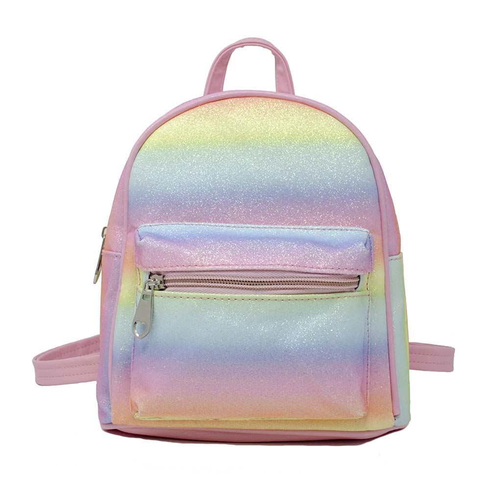 Mini Glitter Rainbow Backpack for Kids & Teens - Cute Sparkly School Bag for Girls, Unisex Daypack for Travel, Festival, and Everyday Use