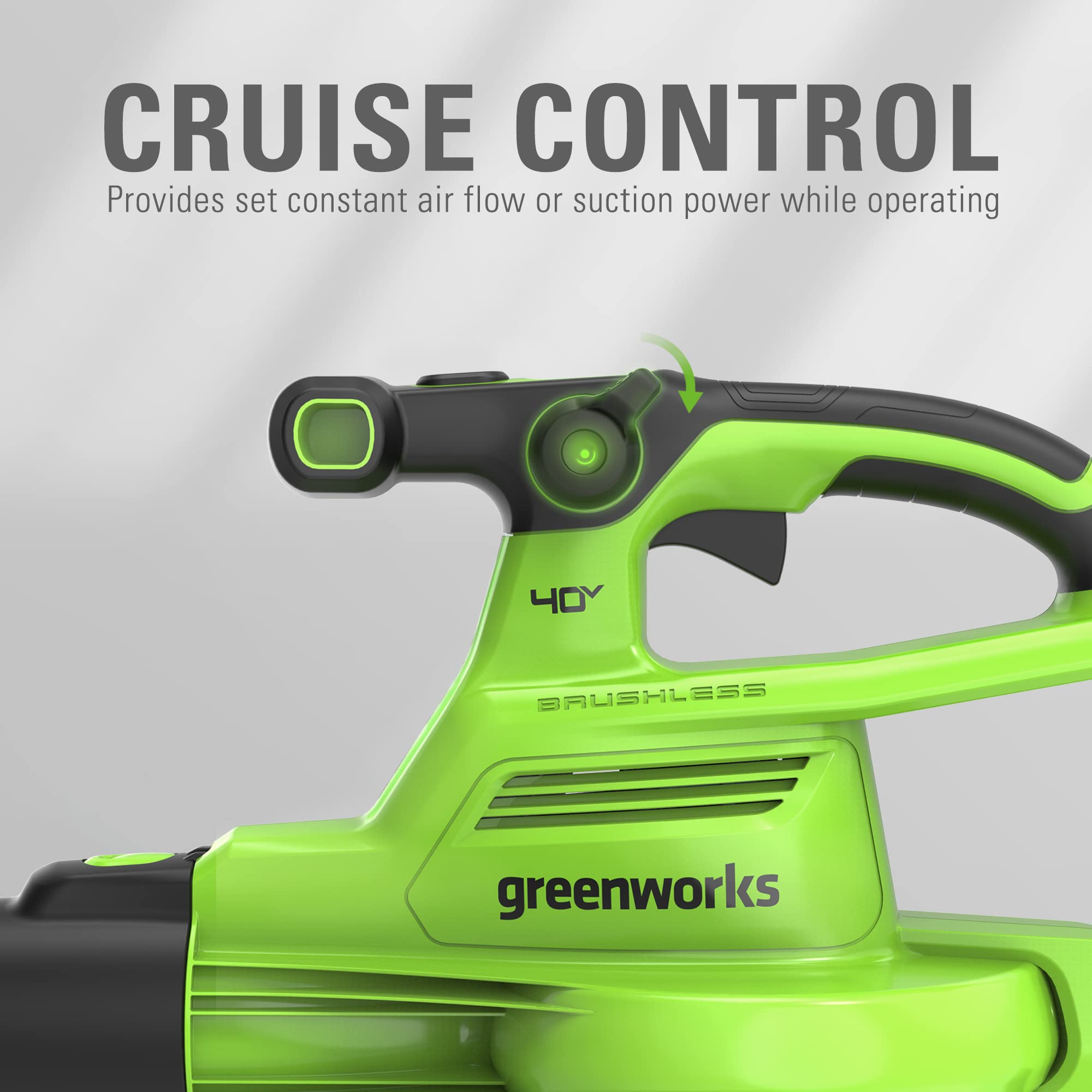 Greenworks 40V Cordless Leaf Blower & Vacuum - 230 MPH, 505 CFM, Brushless Motor, Lightweight & Quiet Yard Blower for Leaves, Grass Clippings, Debris - Includes Collection Bag (Battery & Charger Sold Separately) - Perfect for Fall Cleanup, Driveway Clearing & Backyard Maintenance