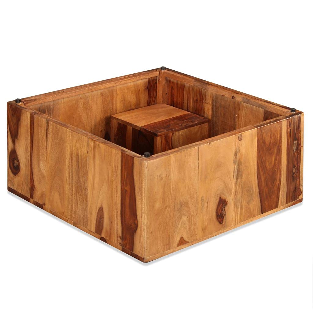 Solid Sheesham Wood Square Coffee Table - 27.6