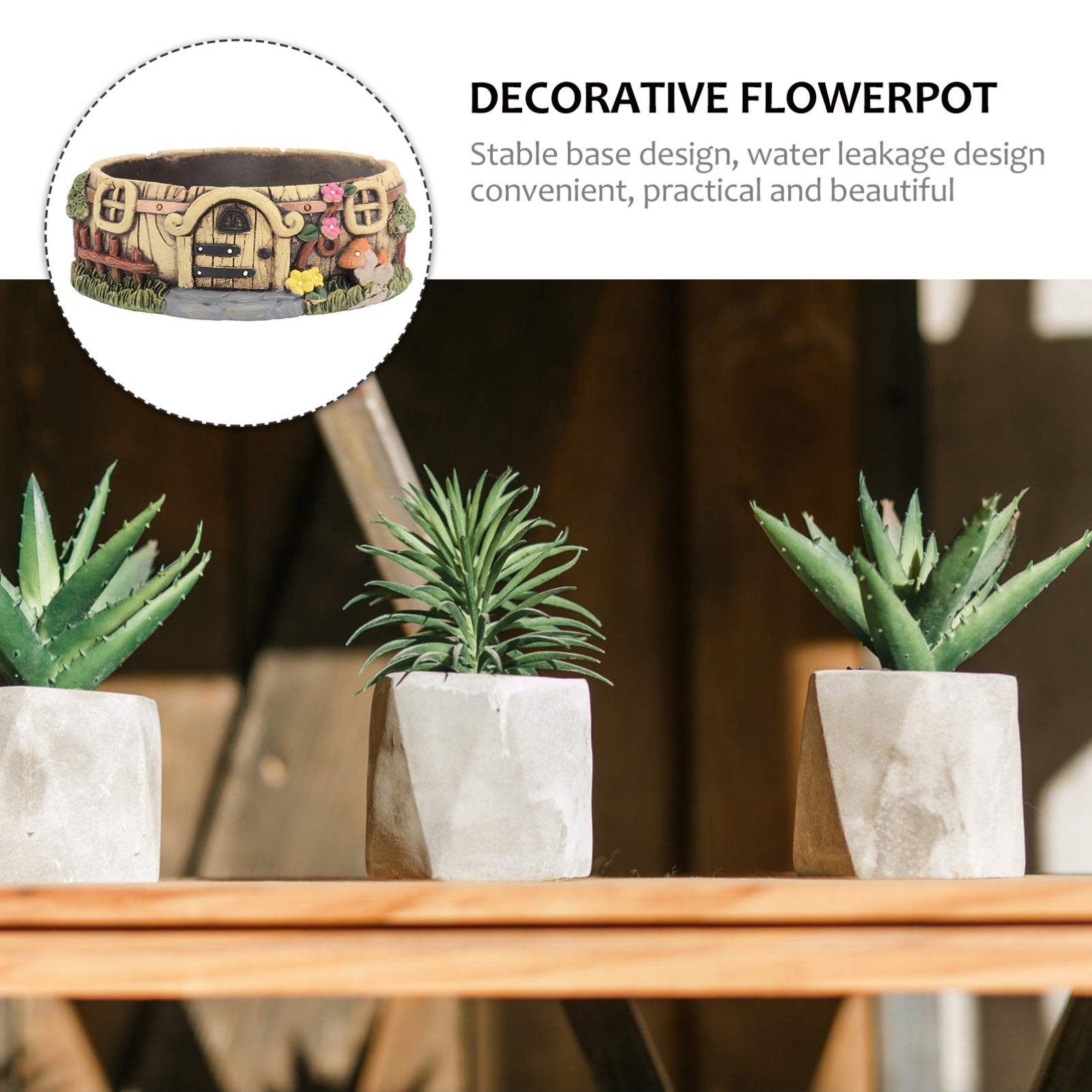 VALICLUD Resin Flower Pot - 1pc Castle Planter for Succulents, Miniature Plants & Artificial Bonsai | Desktop Decor for Office, Home & Shelf Display | Novelty Decorative Planter for Indoor Gardening Gifts